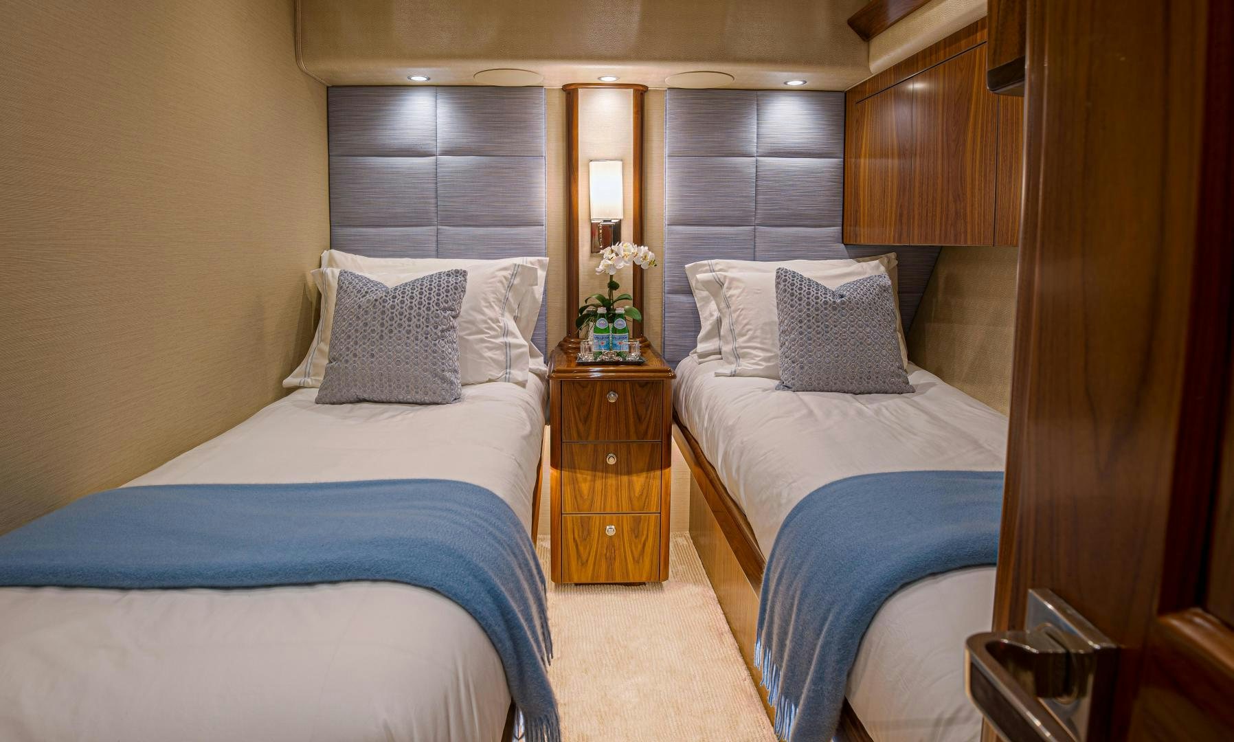 a room with two beds aboard SPECULATOR Yacht for Sale