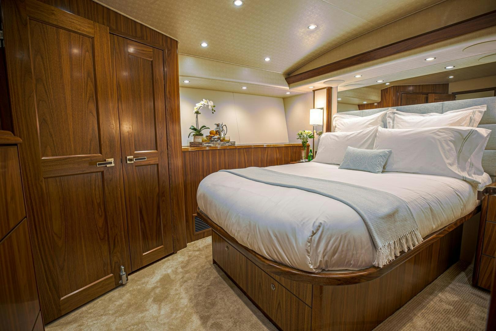 a bed in a room aboard SPECULATOR Yacht for Sale