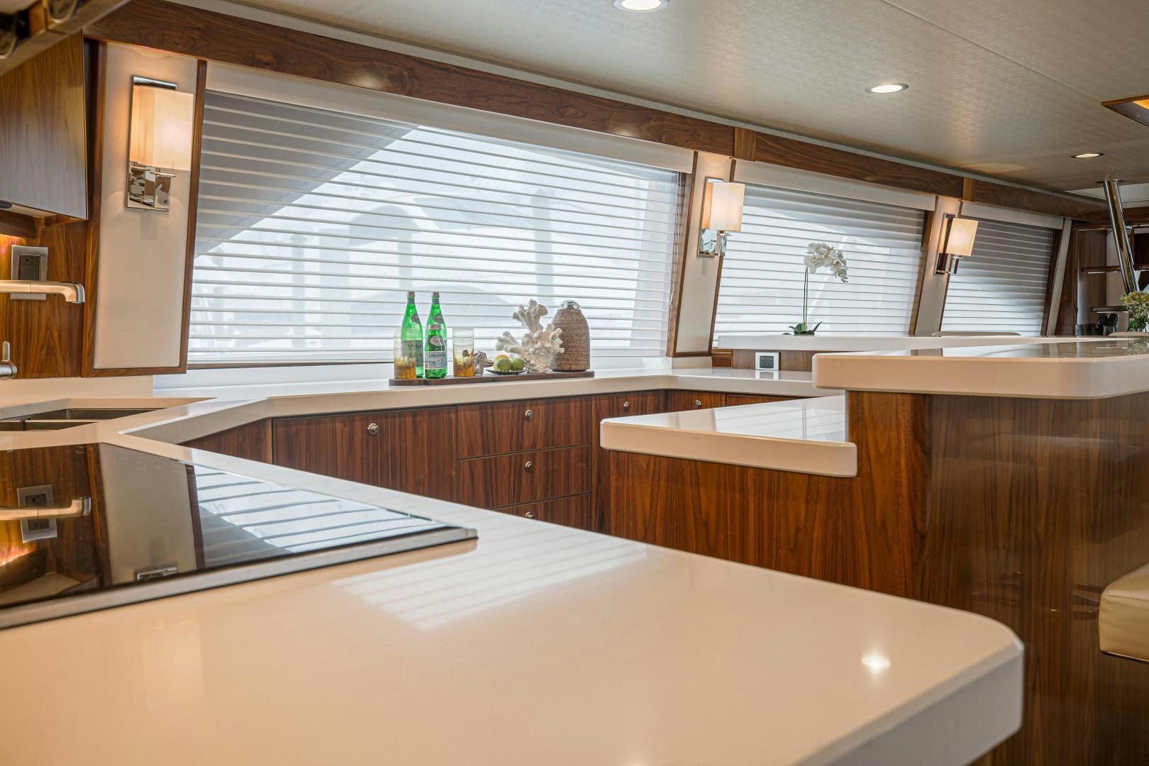 a kitchen with a lot of countertop and cabinets aboard SPECULATOR Yacht for Sale