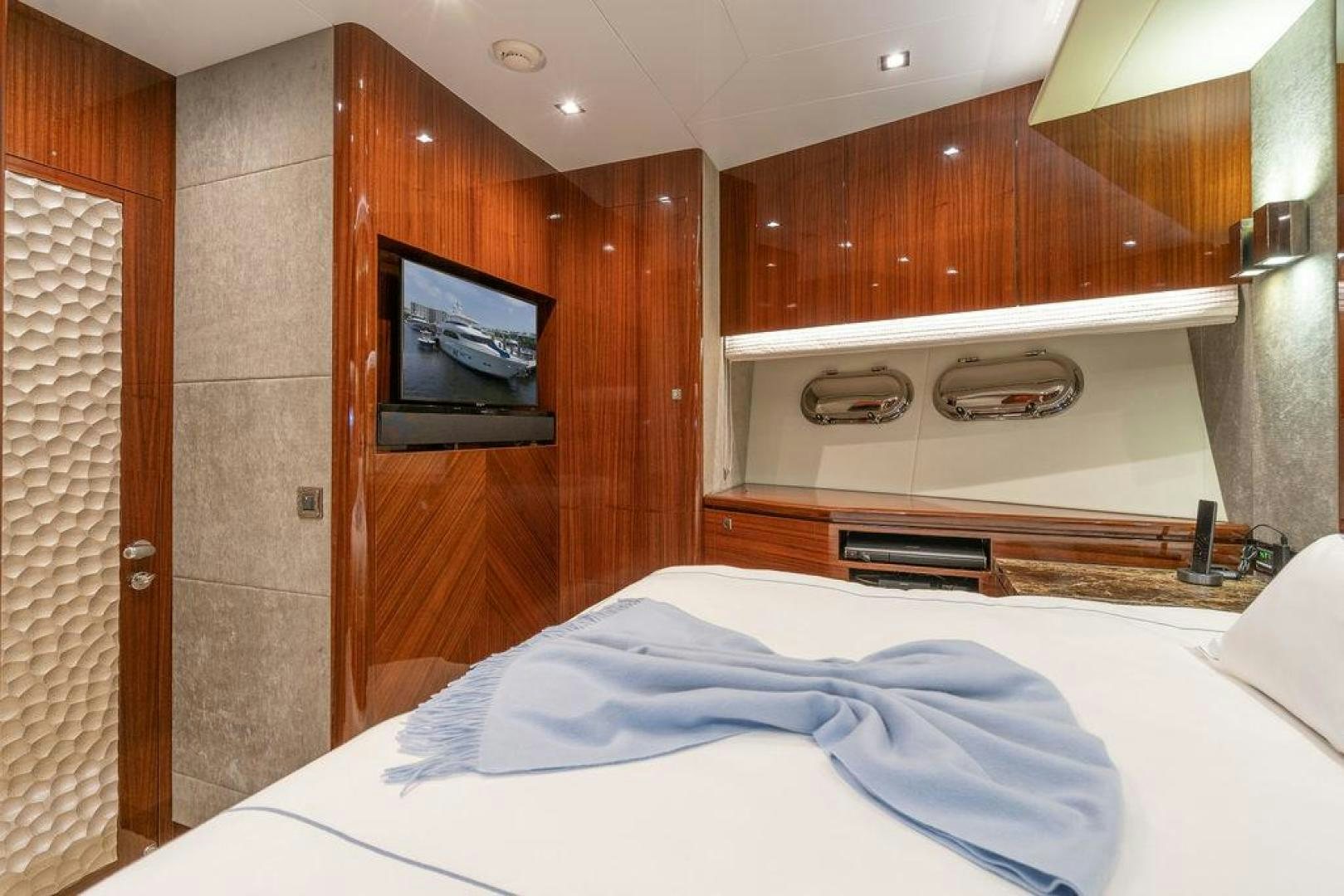 a bed in a room aboard AQUA LIFE Yacht for Sale