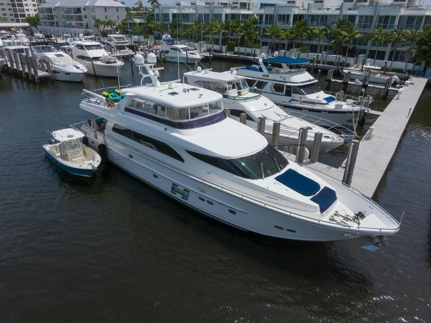 a group of boats in a harbor aboard AQUA LIFE Yacht for Sale