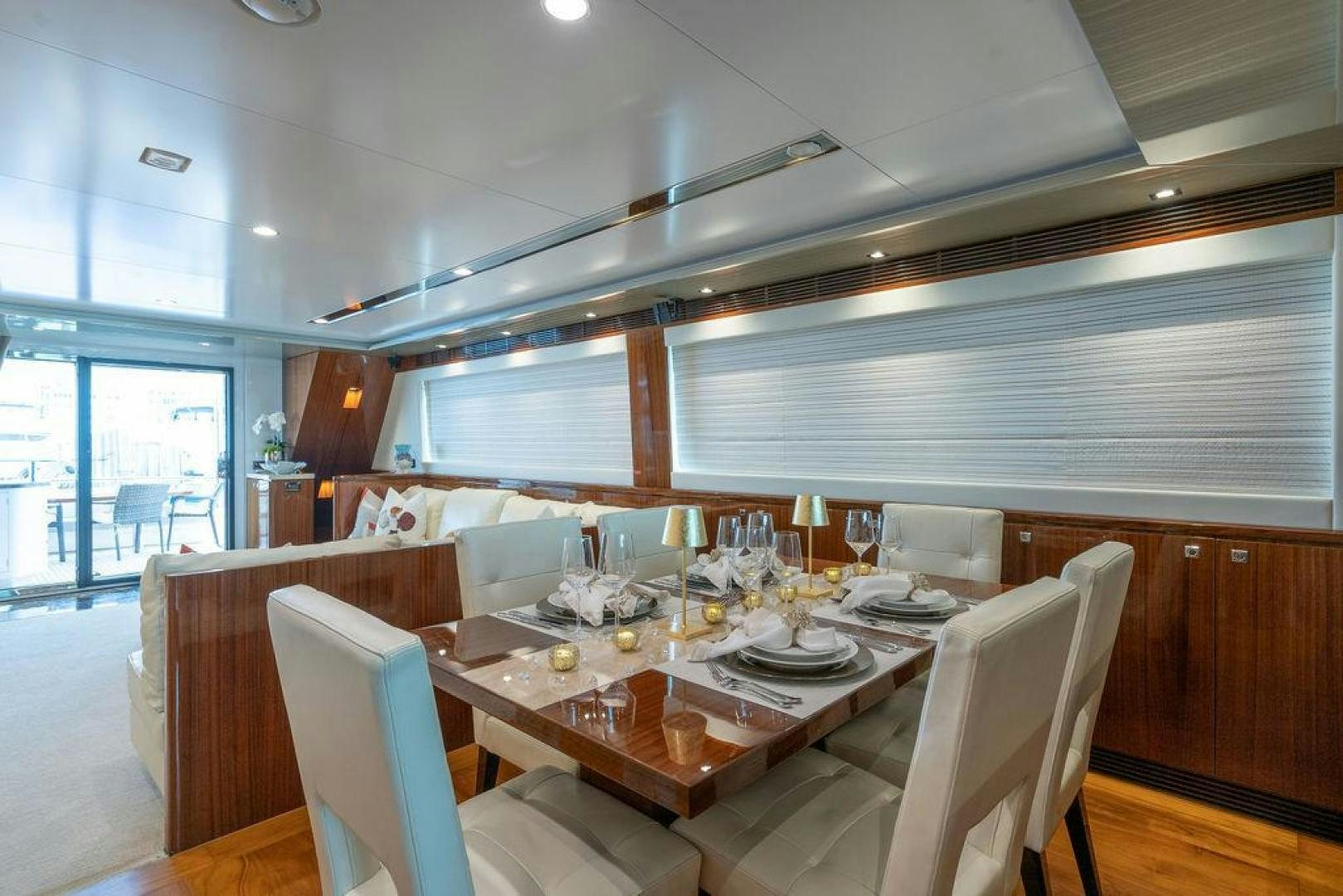a dining table set for a meal aboard AQUA LIFE Yacht for Sale