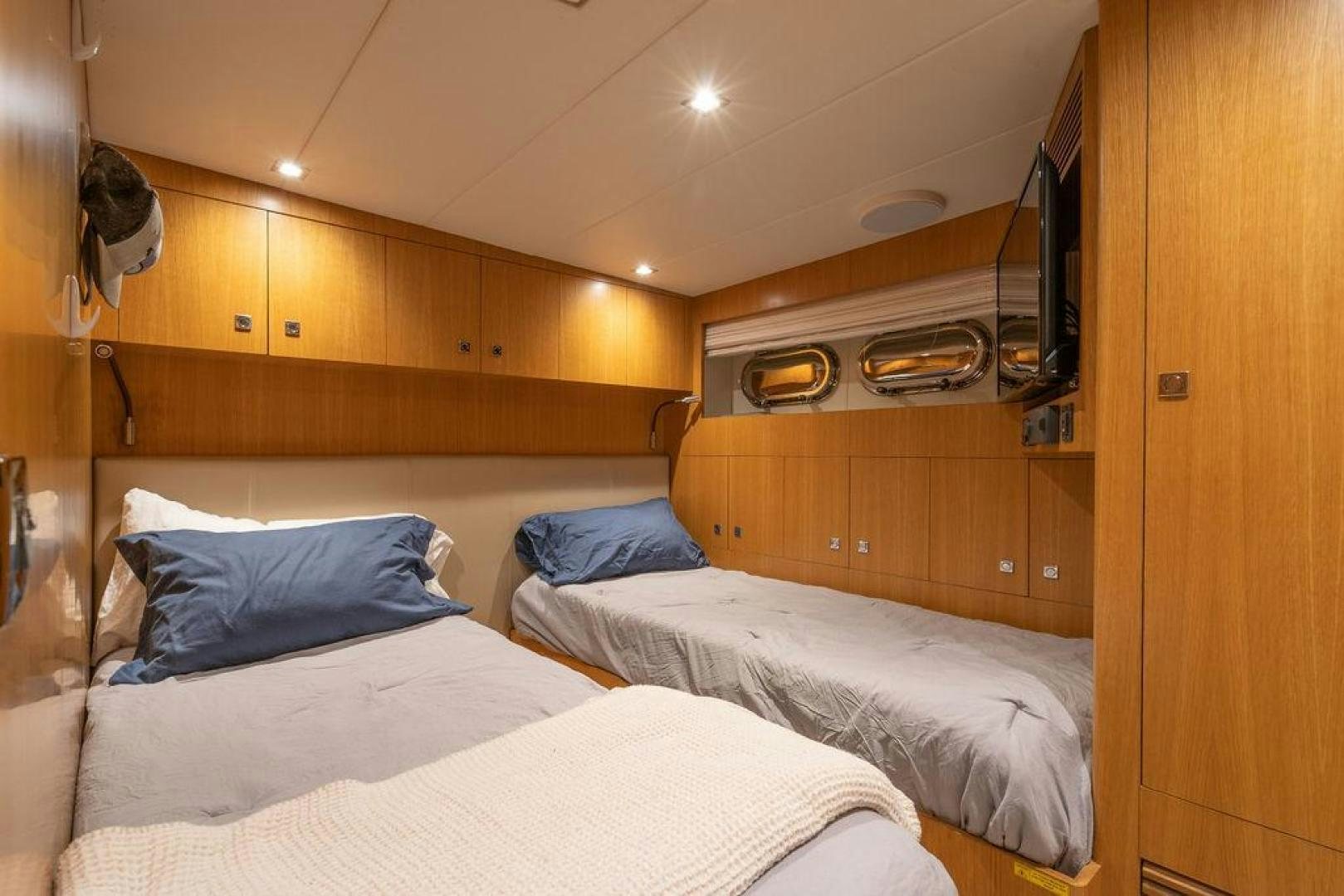 a room with two beds aboard AQUA LIFE Yacht for Sale