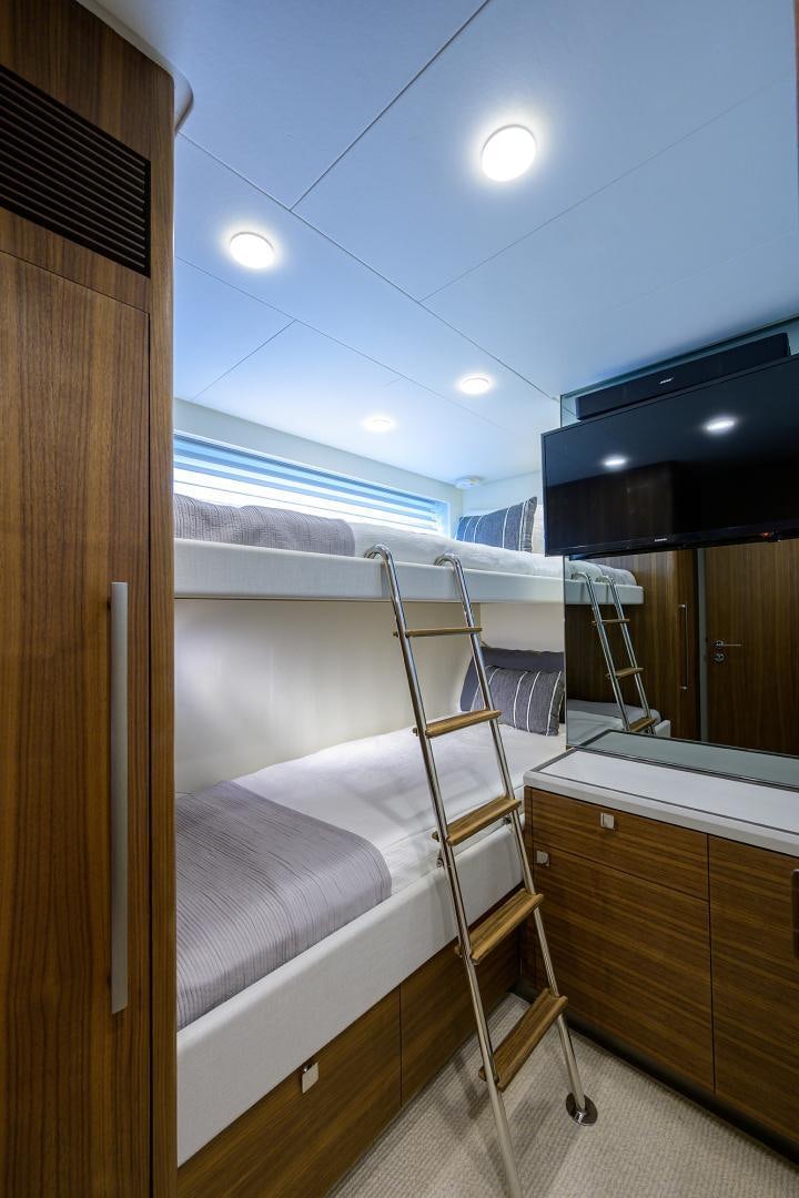 bunk beds in a room aboard MY 3 GALS Yacht for Sale