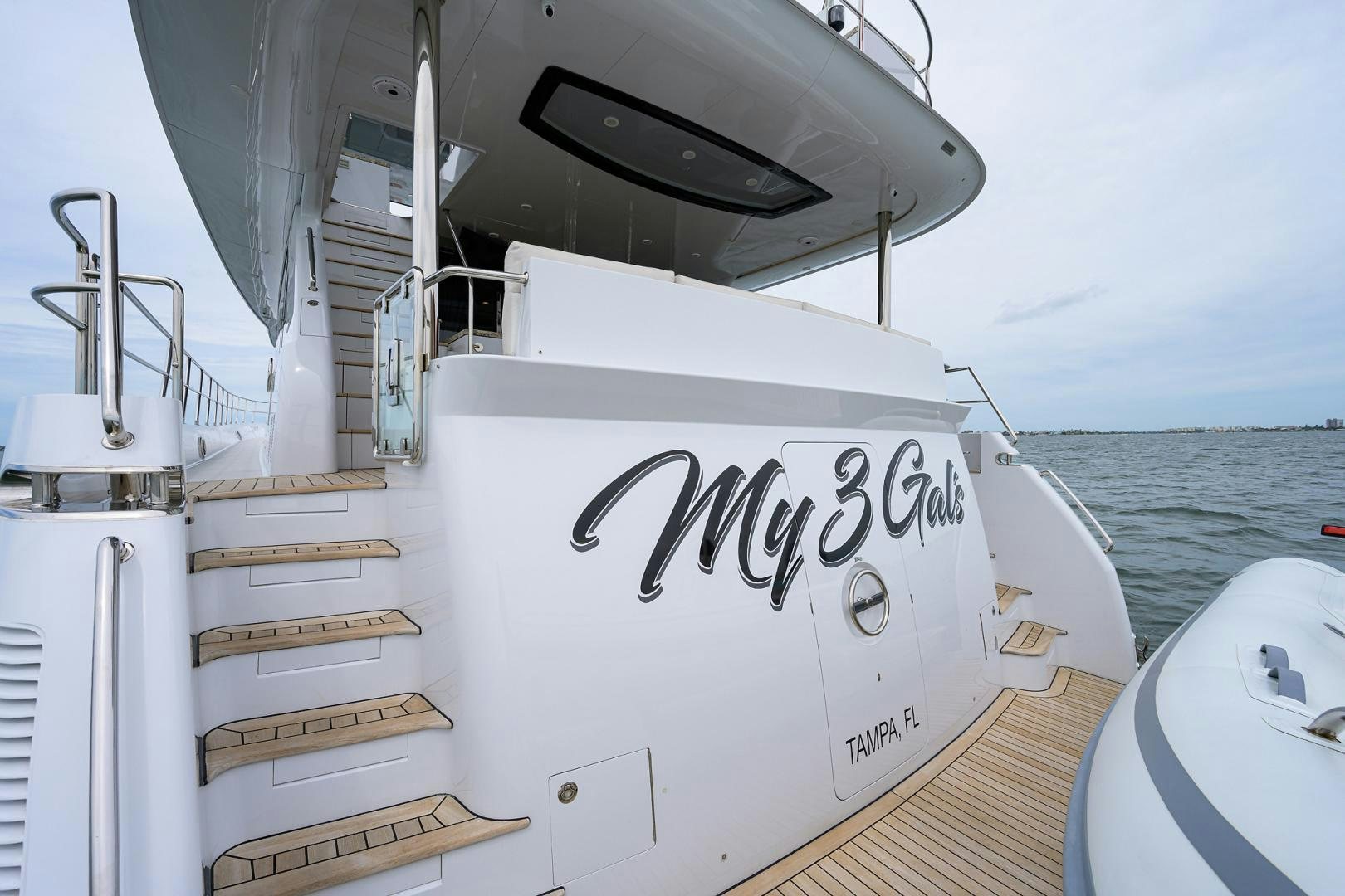a boat on the water aboard MY 3 GALS Yacht for Sale