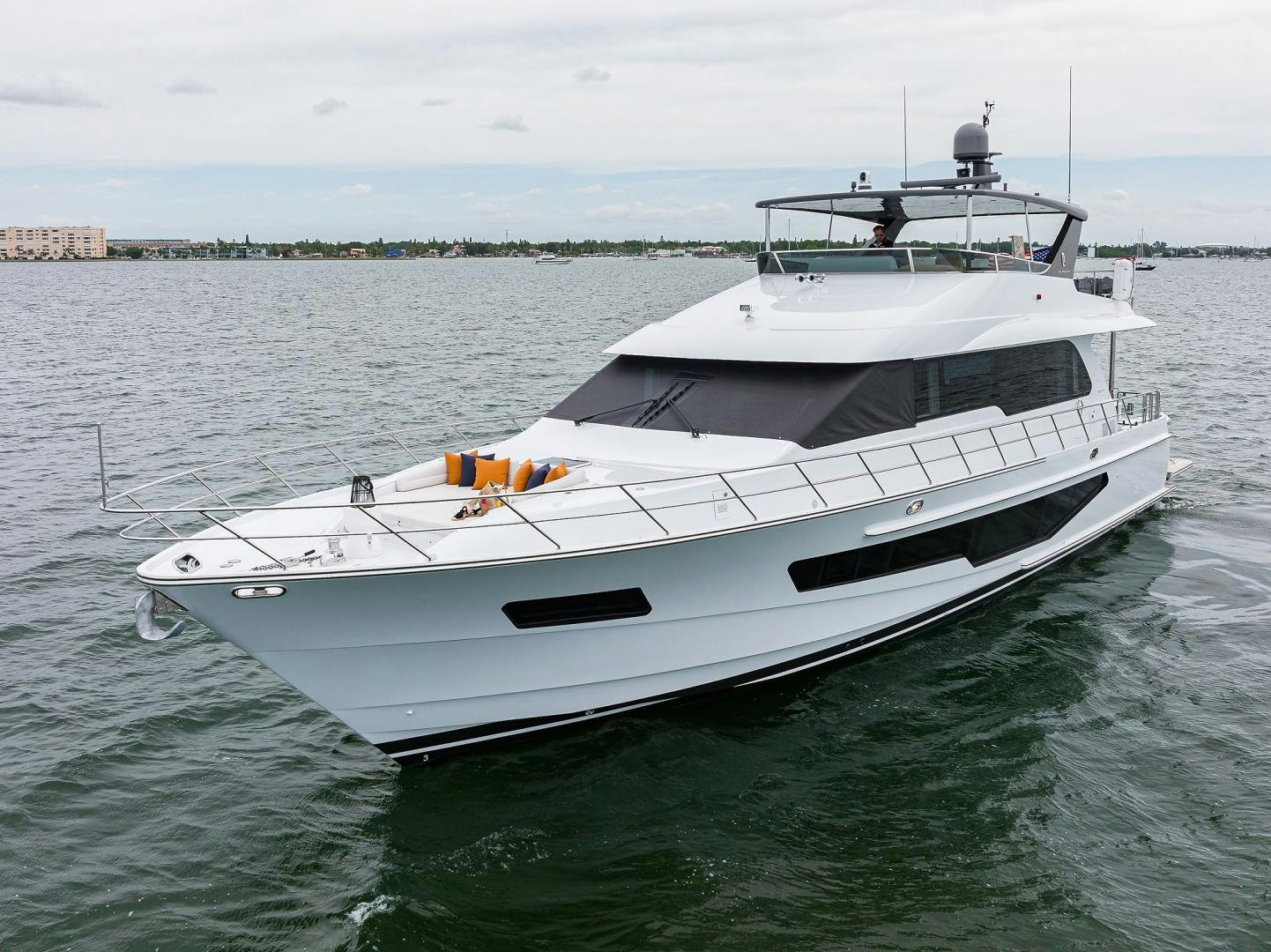 a white yacht in the water aboard MY 3 GALS Yacht for Sale