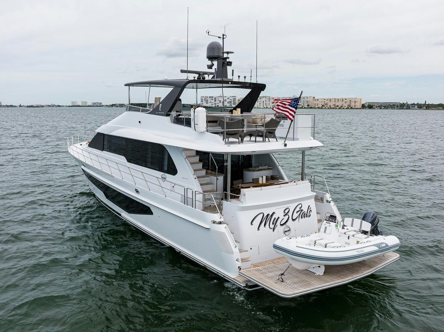 a boat on the water aboard MY 3 GALS Yacht for Sale
