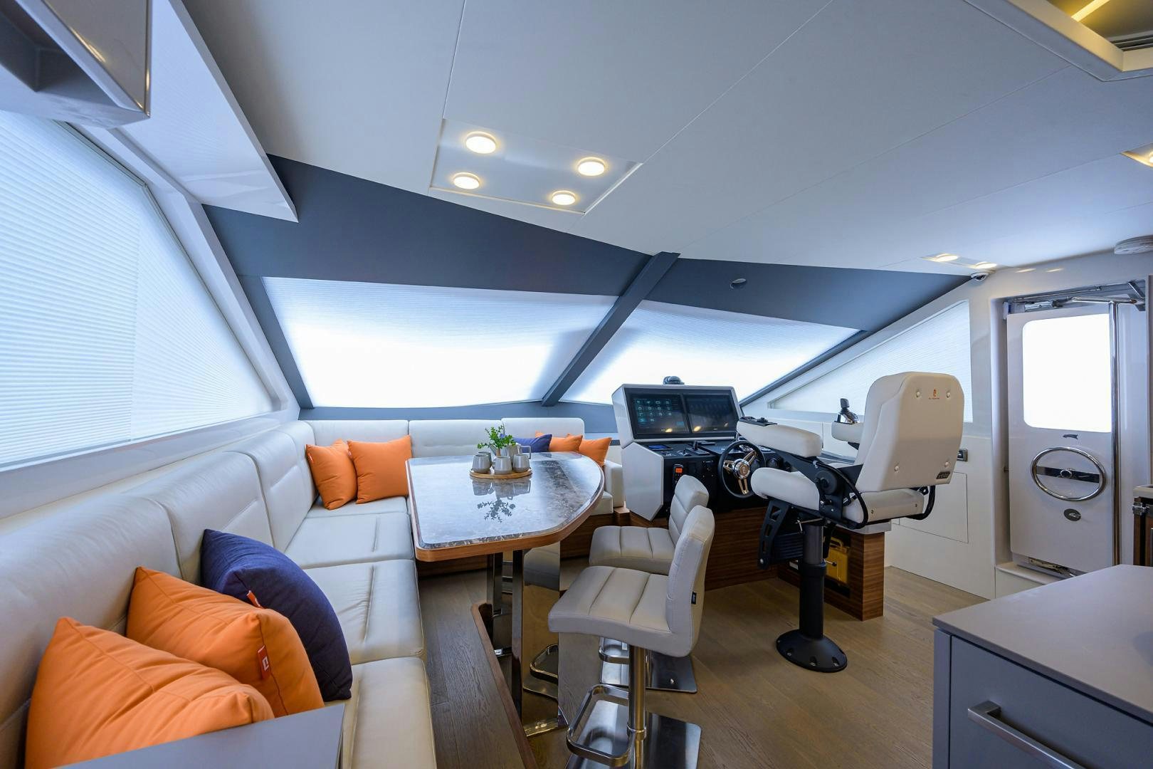 a room with a couch and a desk and a chair aboard MY 3 GALS Yacht for Sale