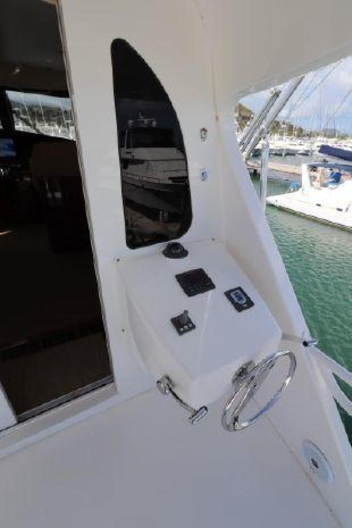 the front of a white boat aboard GABEA Yacht for Sale