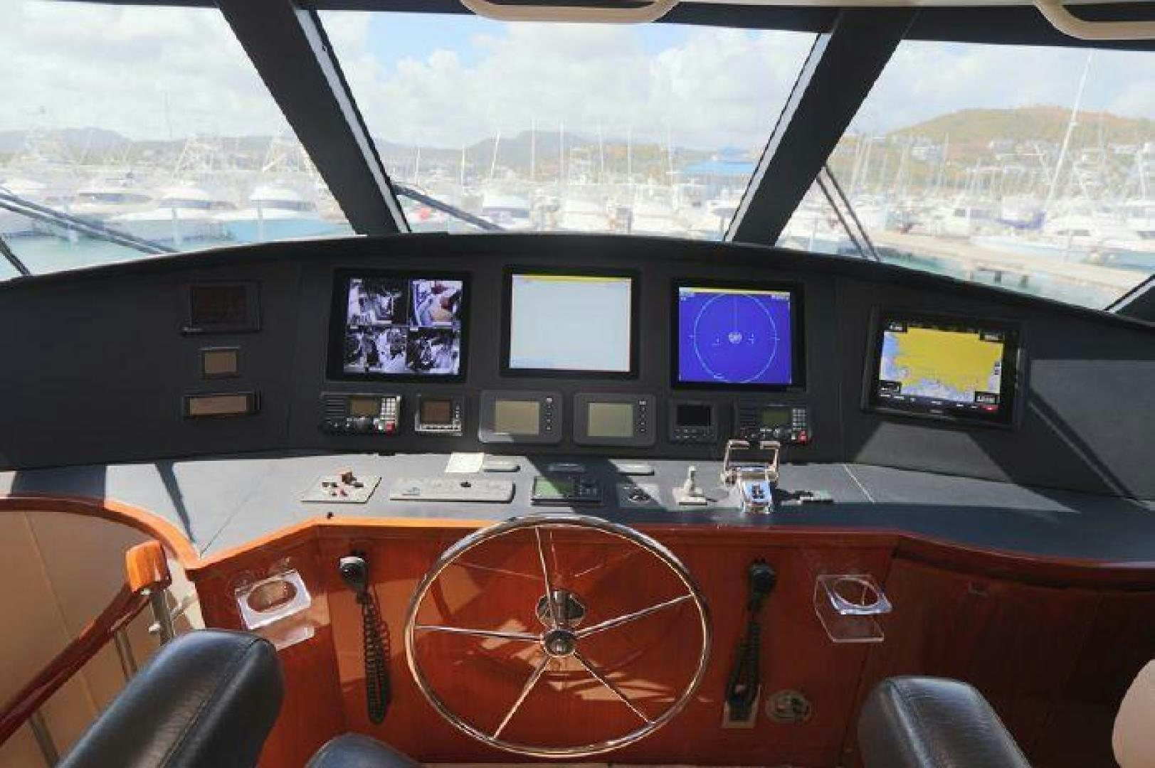 inside of a vehicle with monitors and controls aboard GABEA Yacht for Sale
