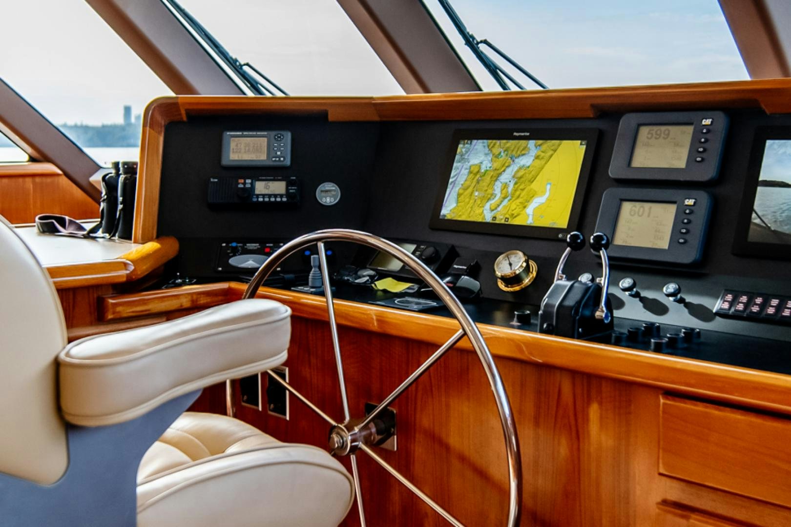 inside of a car aboard the happy boat Yacht for Sale