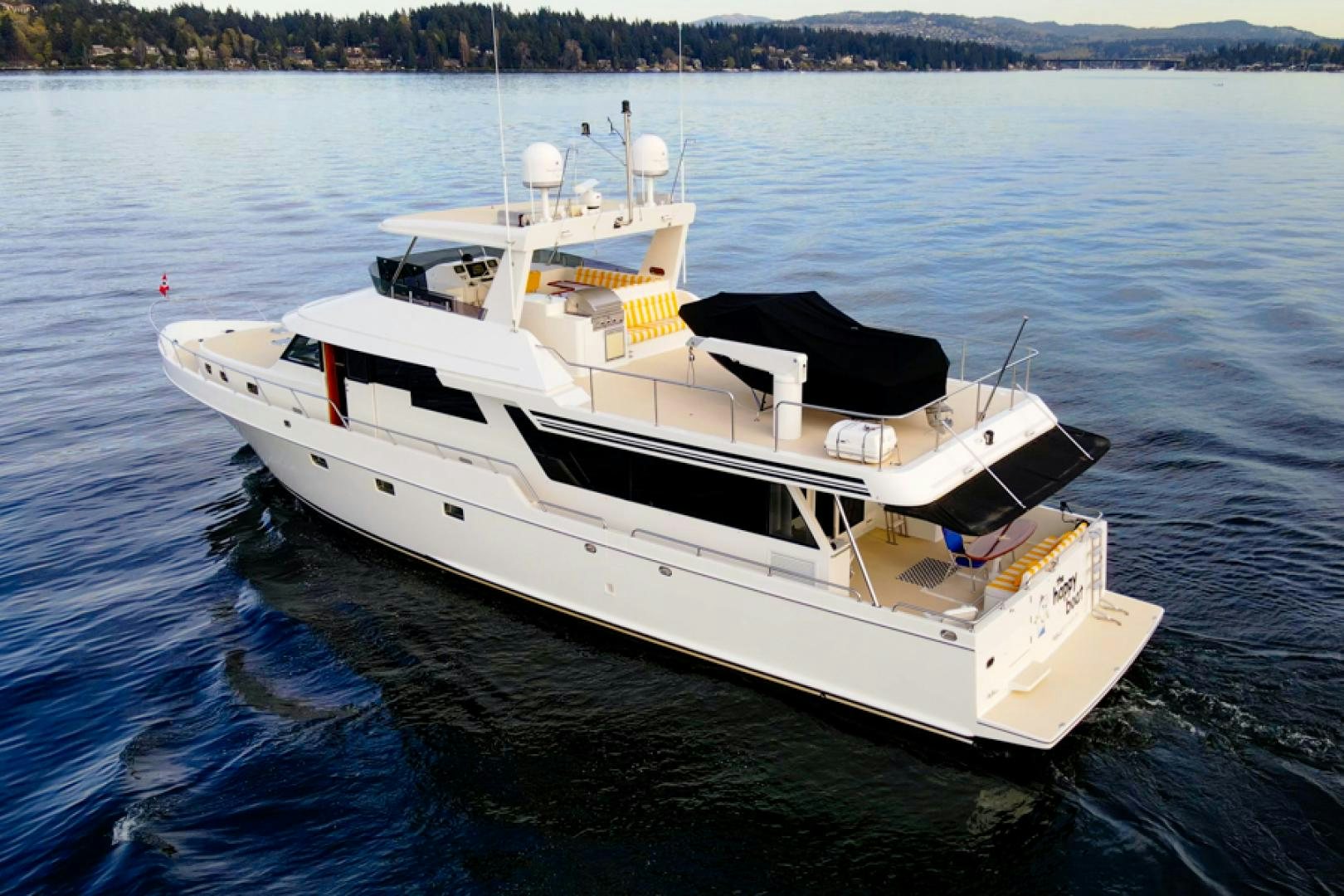 a boat on the water aboard the happy boat Yacht for Sale