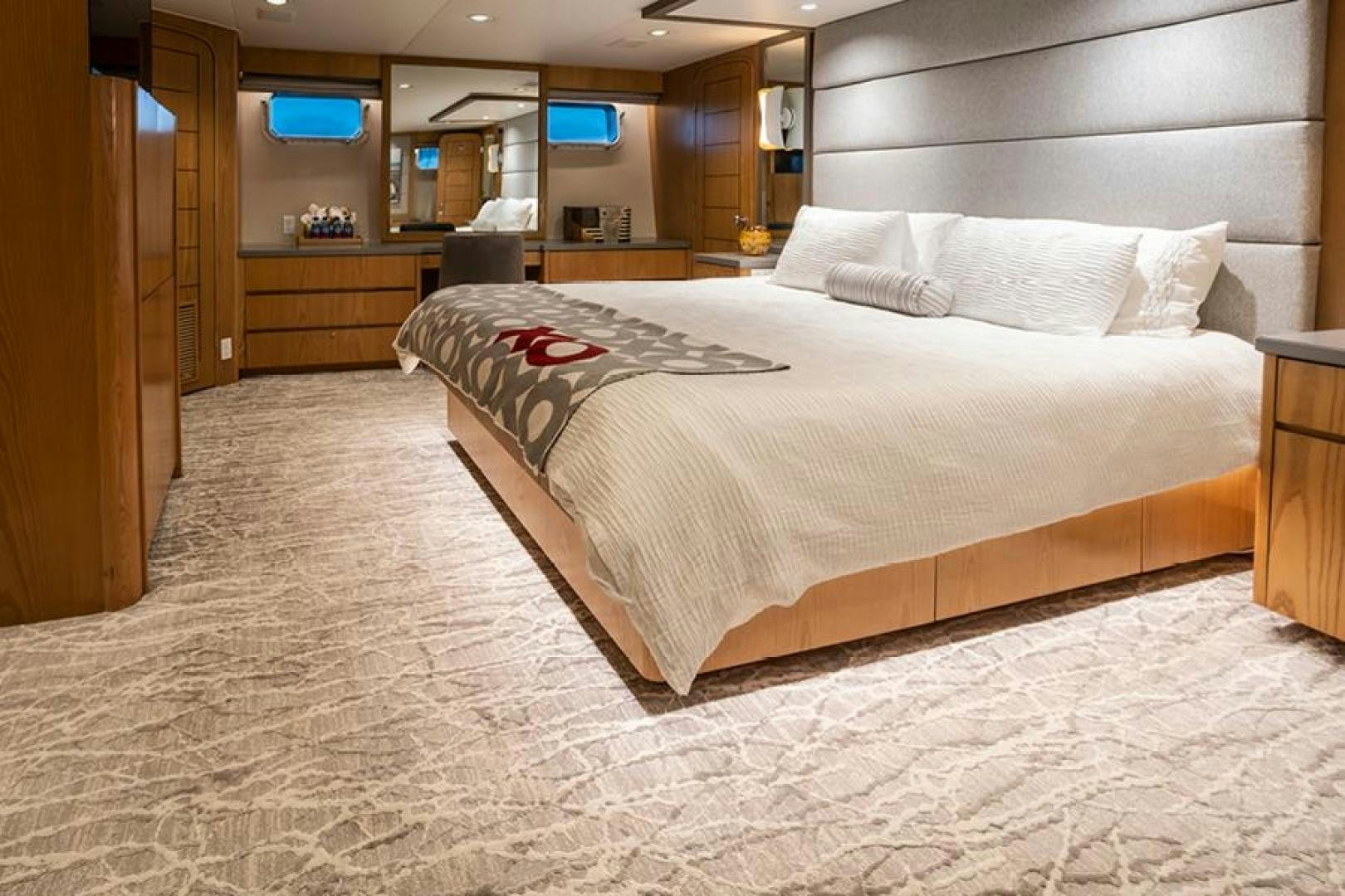 a large bed in a hotel room aboard MARGATE Yacht for Charter