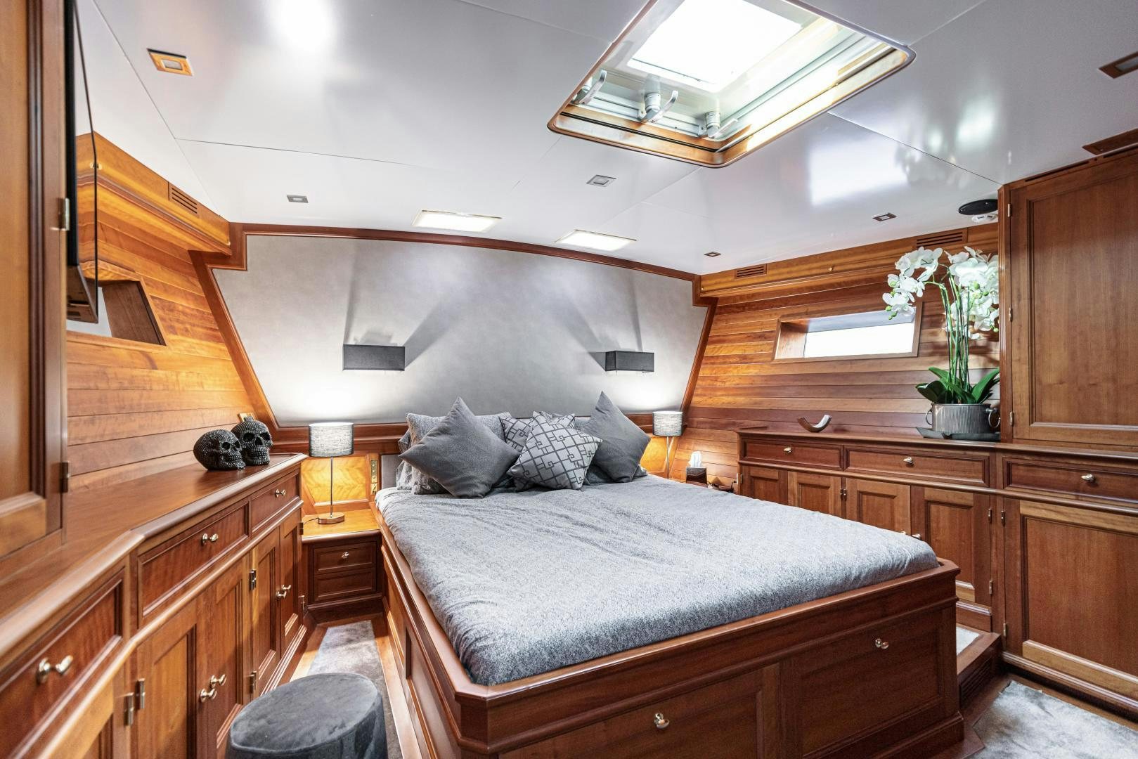 a bed in a room aboard FANCY Yacht for Sale