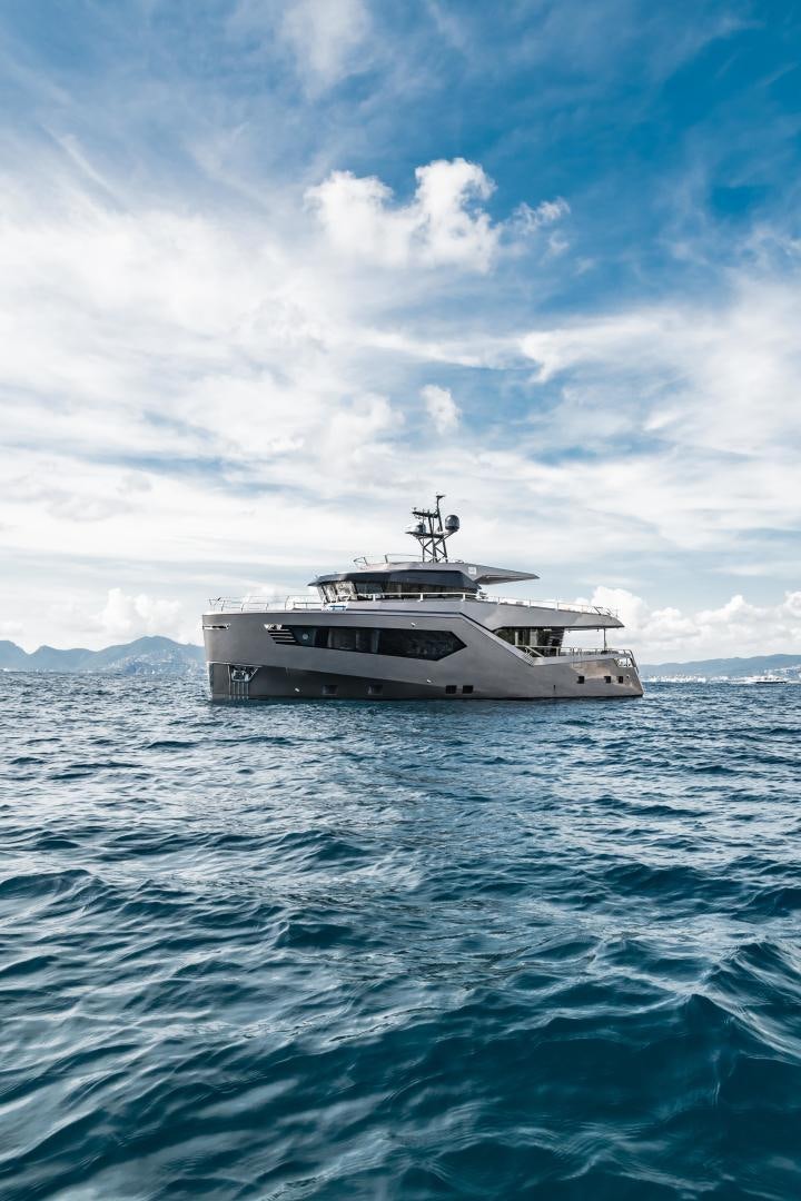 a boat in the water aboard EVADNE ROCK 85 HULL 4 Yacht for Sale