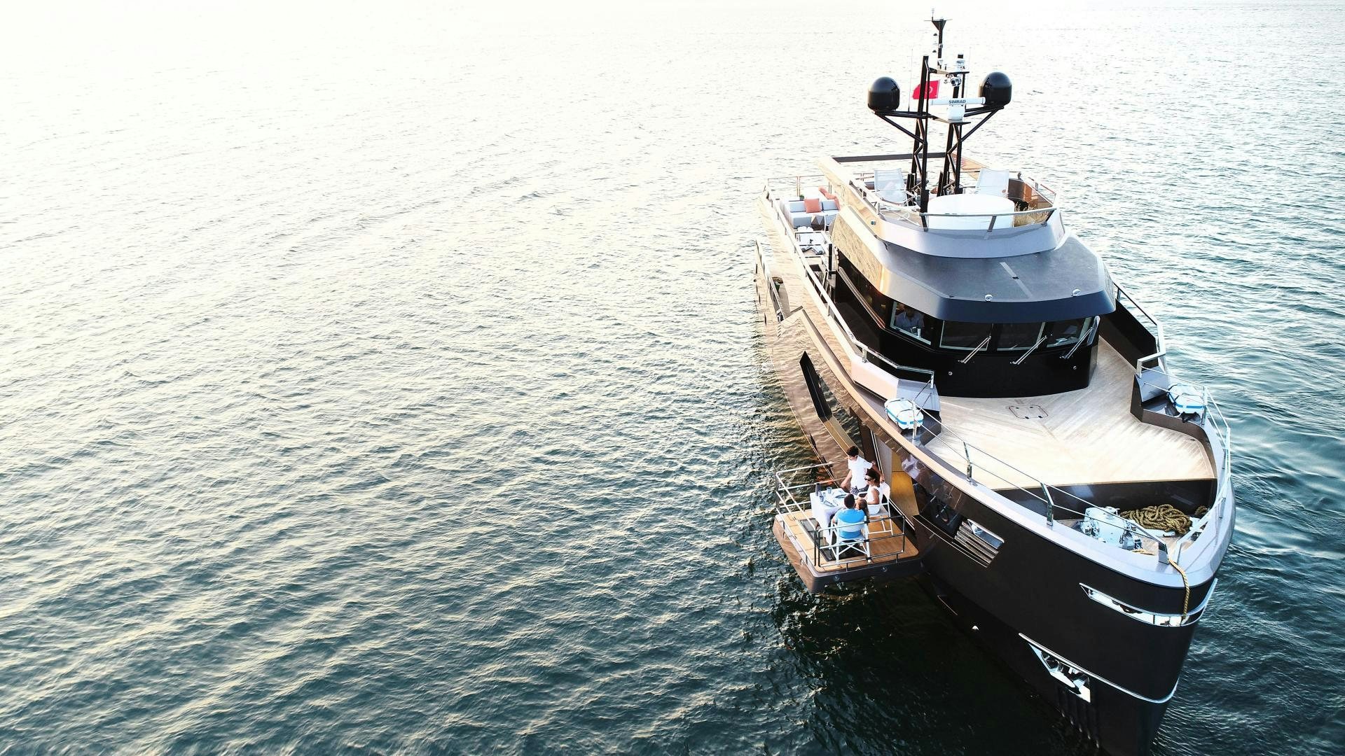 a boat in the water aboard EVADNE ROCK 85 HULL 4 Yacht for Sale