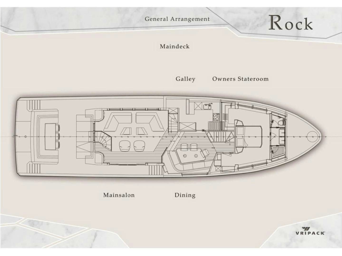 diagram, engineering drawing aboard EVADNE ROCK 85 HULL 4 Yacht for Sale