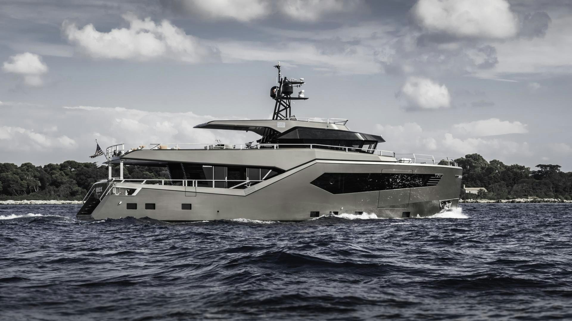 a boat in the water aboard EVADNE ROCK 85 HULL 4 Yacht for Sale