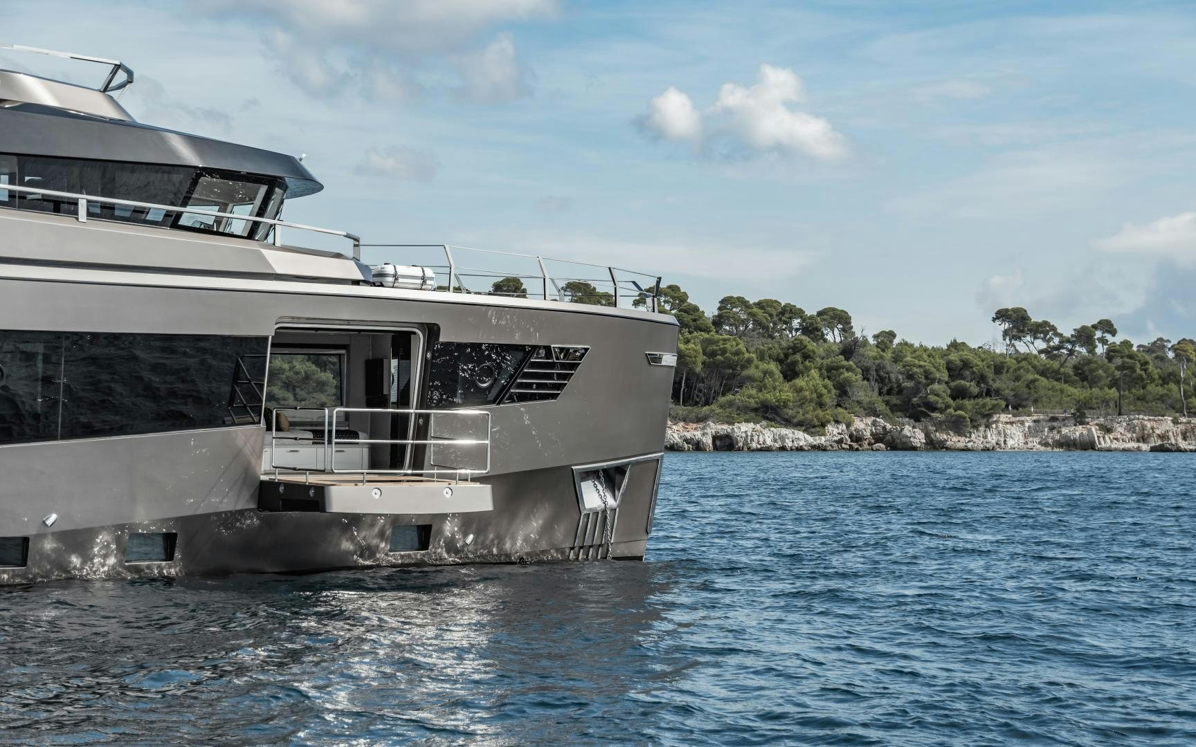 a boat in the water aboard EVADNE ROCK 85 HULL 4 Yacht for Sale