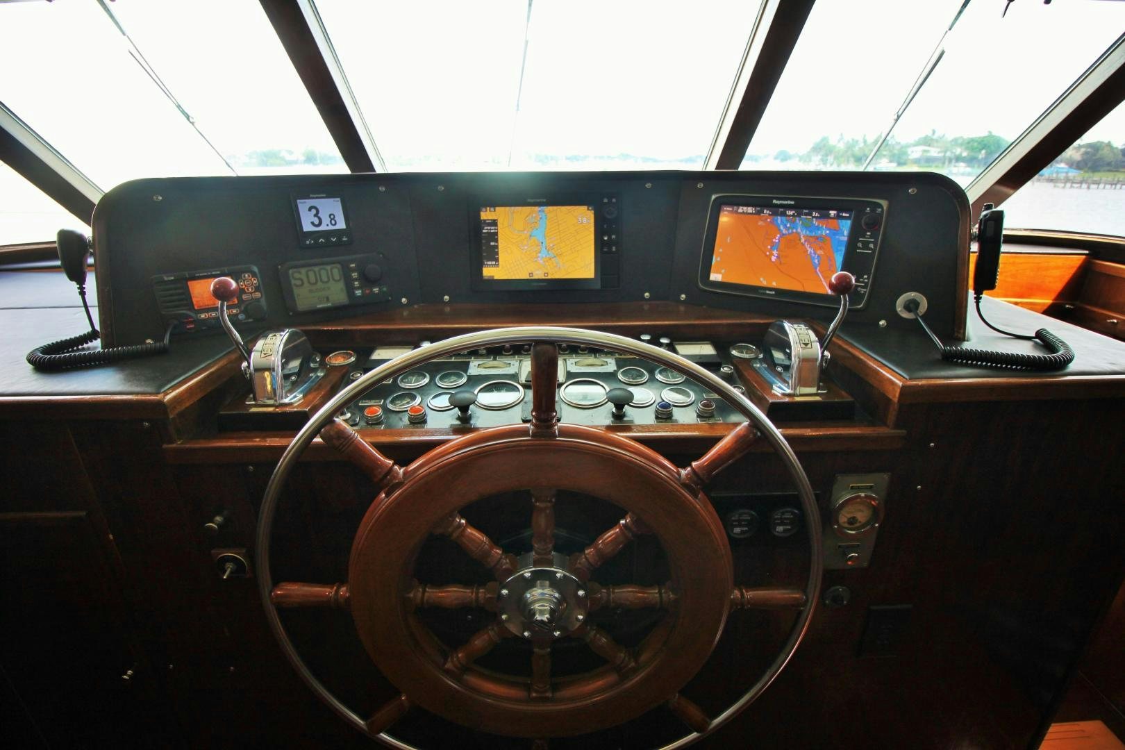 inside of a car aboard Independence Yacht for Sale