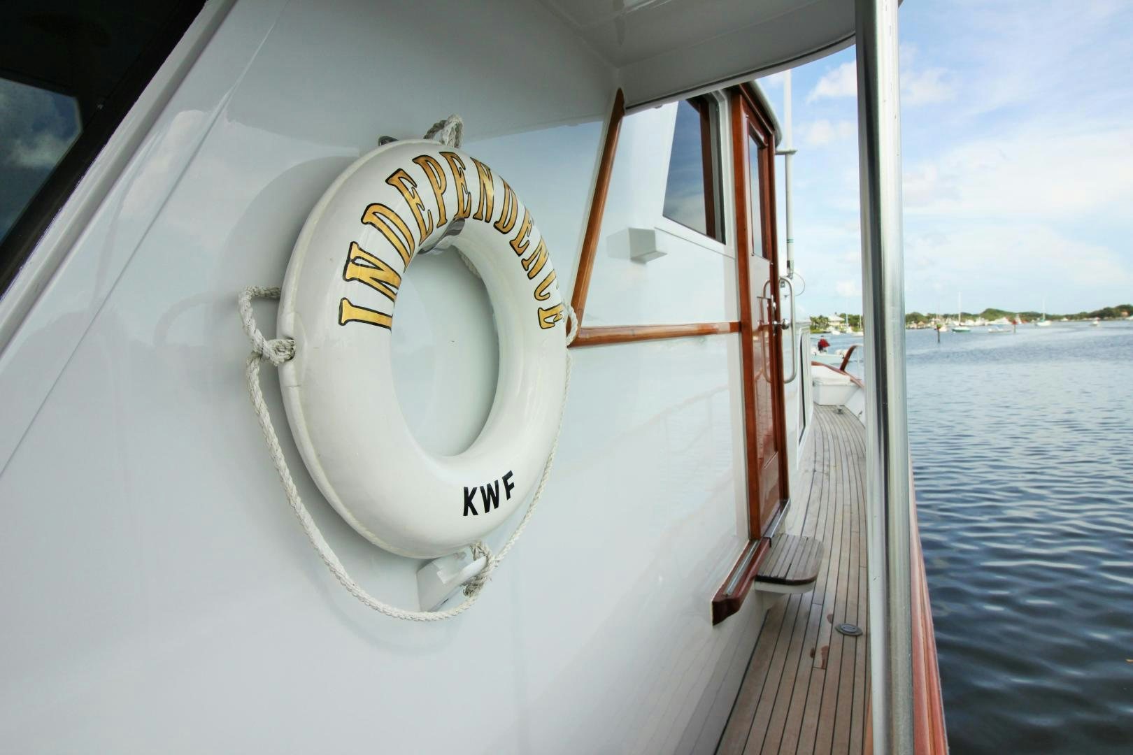 a boat on the water aboard Independence Yacht for Sale