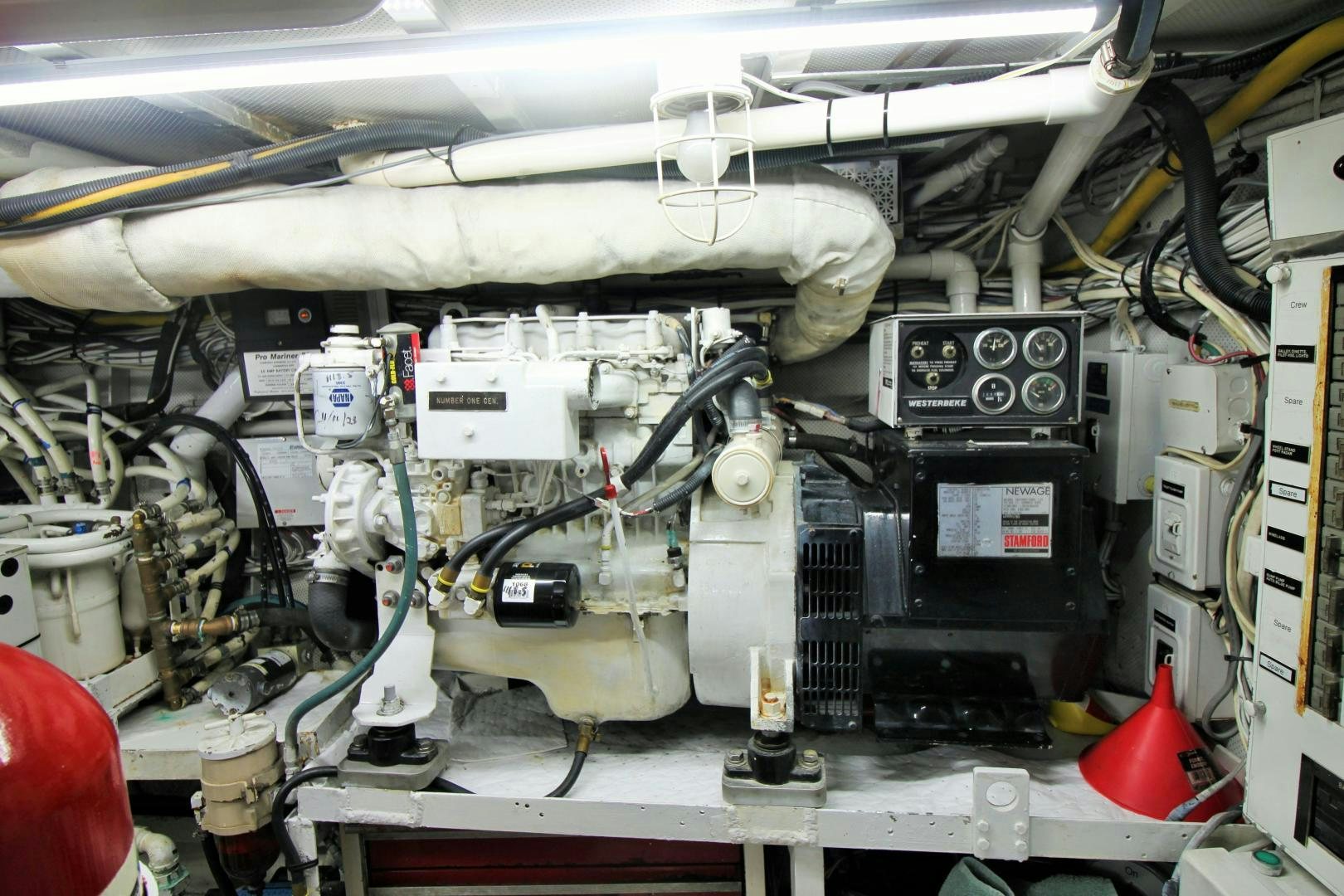 a machine with wires aboard Independence Yacht for Sale