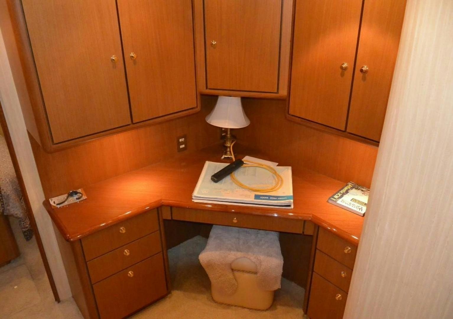 a counter with a towel and a lamp on it aboard DOG HOUSE Yacht for Sale