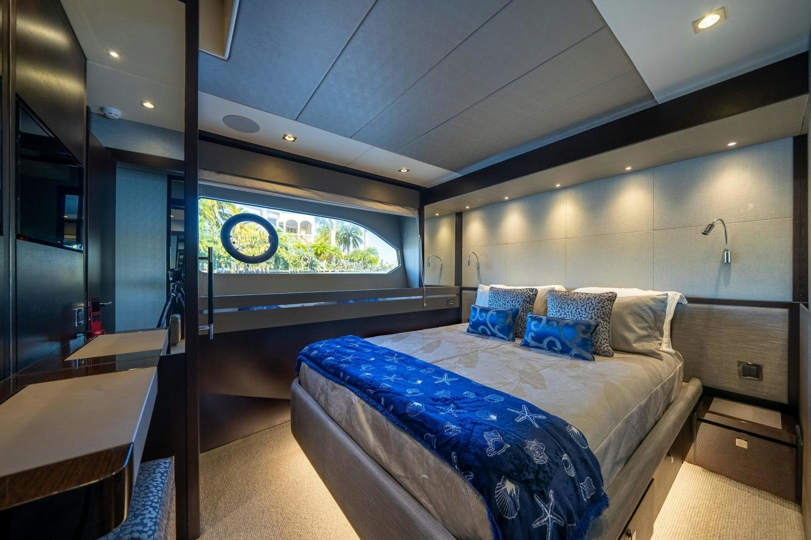 a bed in a room aboard Life for Sale Yacht for Sale