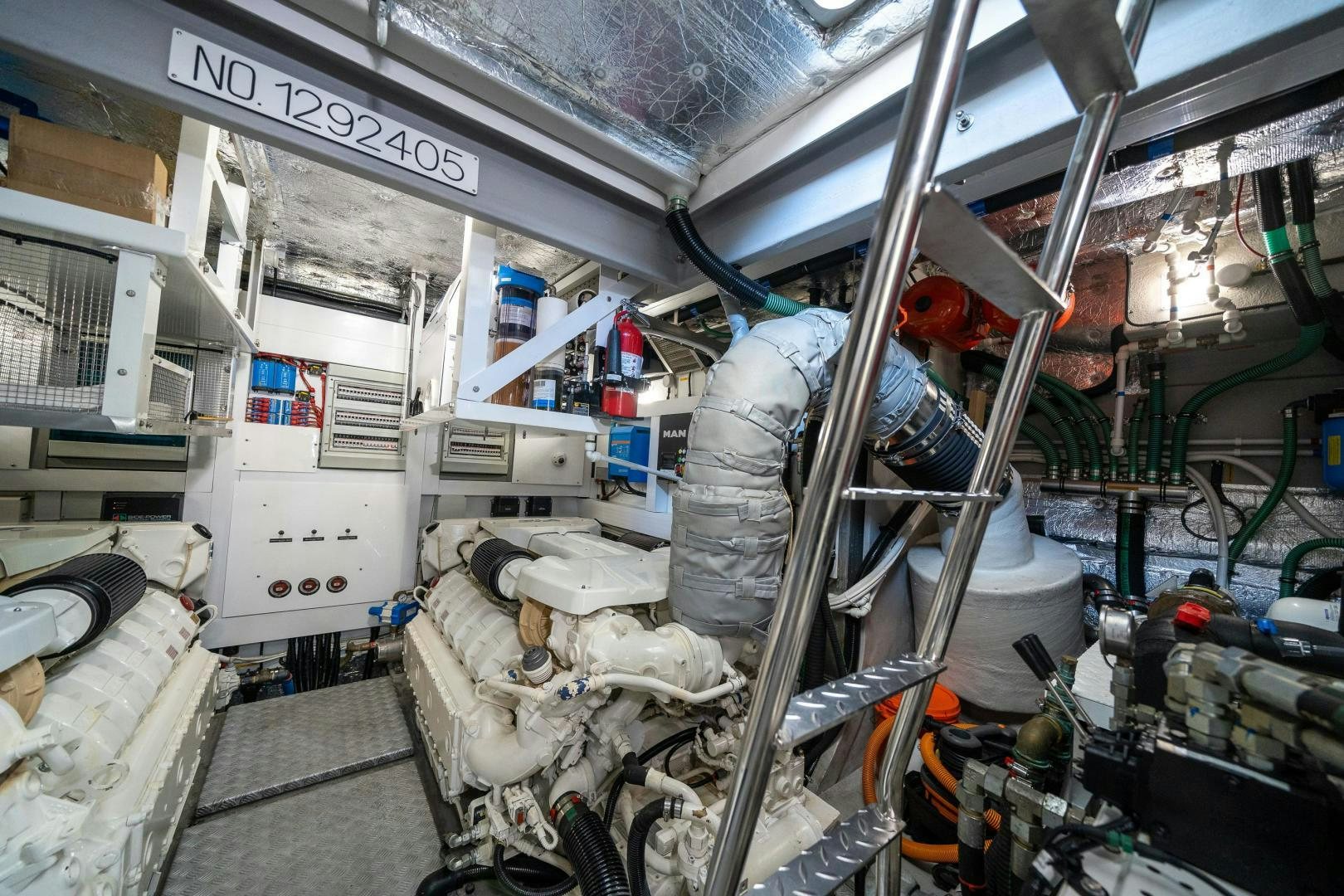 a room with machinery aboard Life for Sale Yacht for Sale