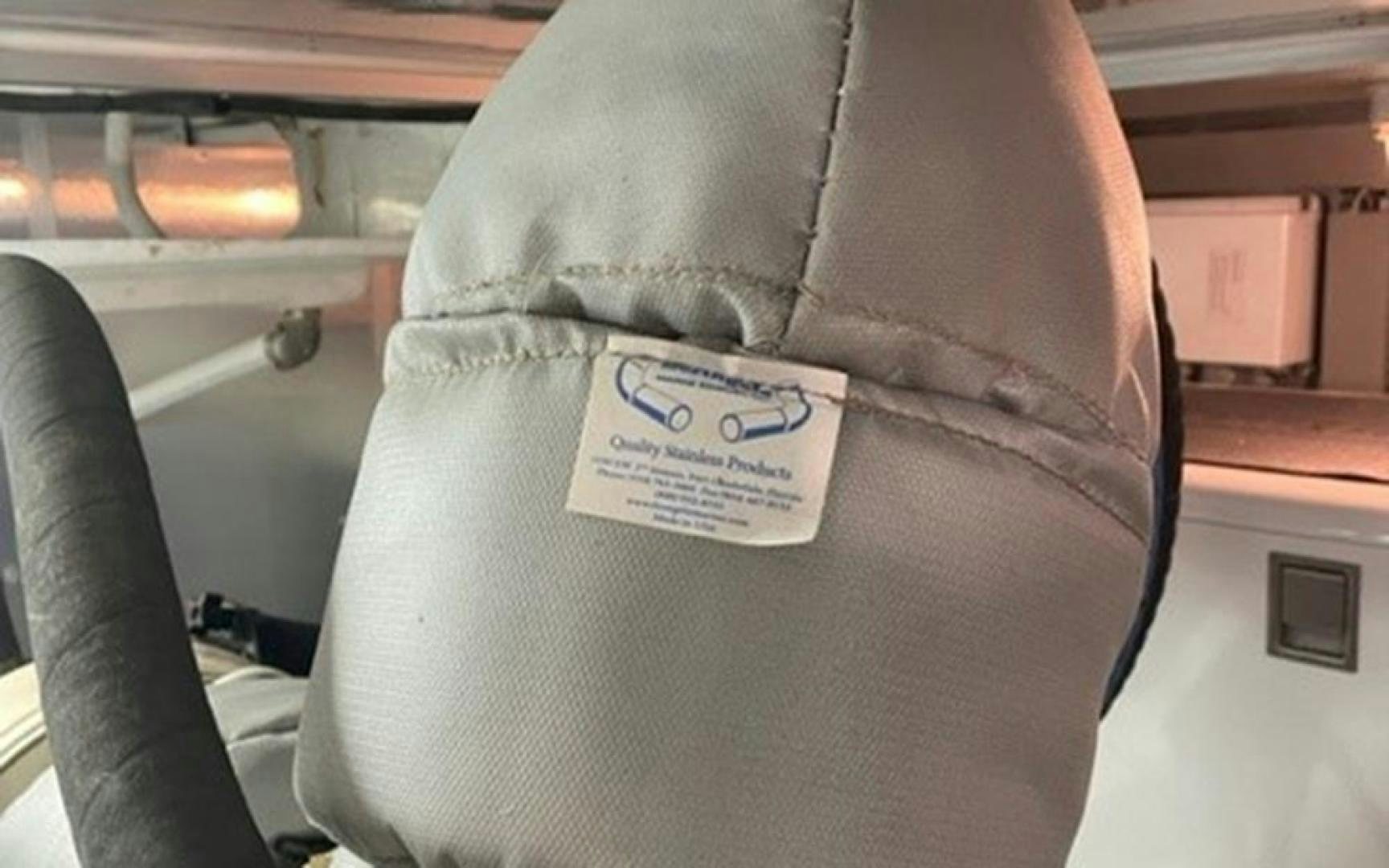 a grey boot on a chair aboard GOWIN PLACES IV Yacht for Sale