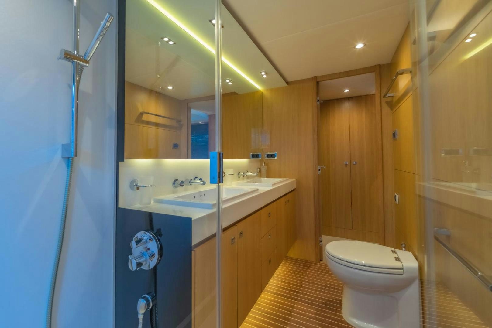 a bathroom with a sink and toilet aboard GIFZY Yacht for Sale