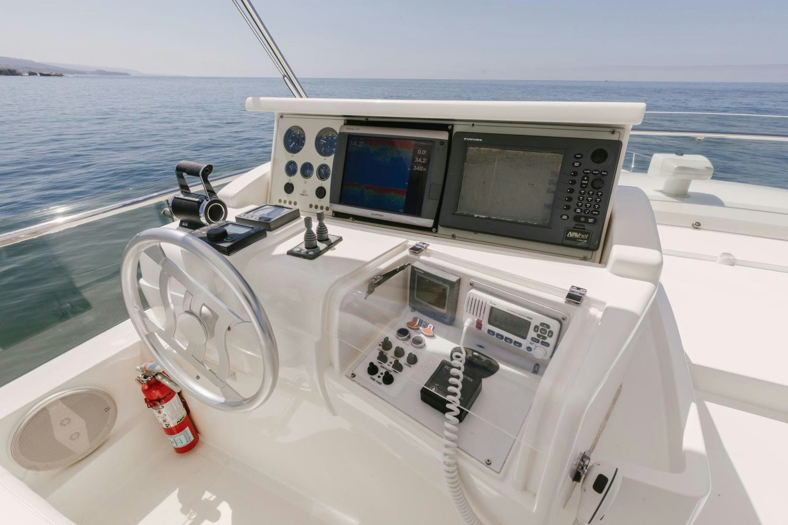 a boat with a screen and buttons aboard LIVING LIFE Yacht for Sale
