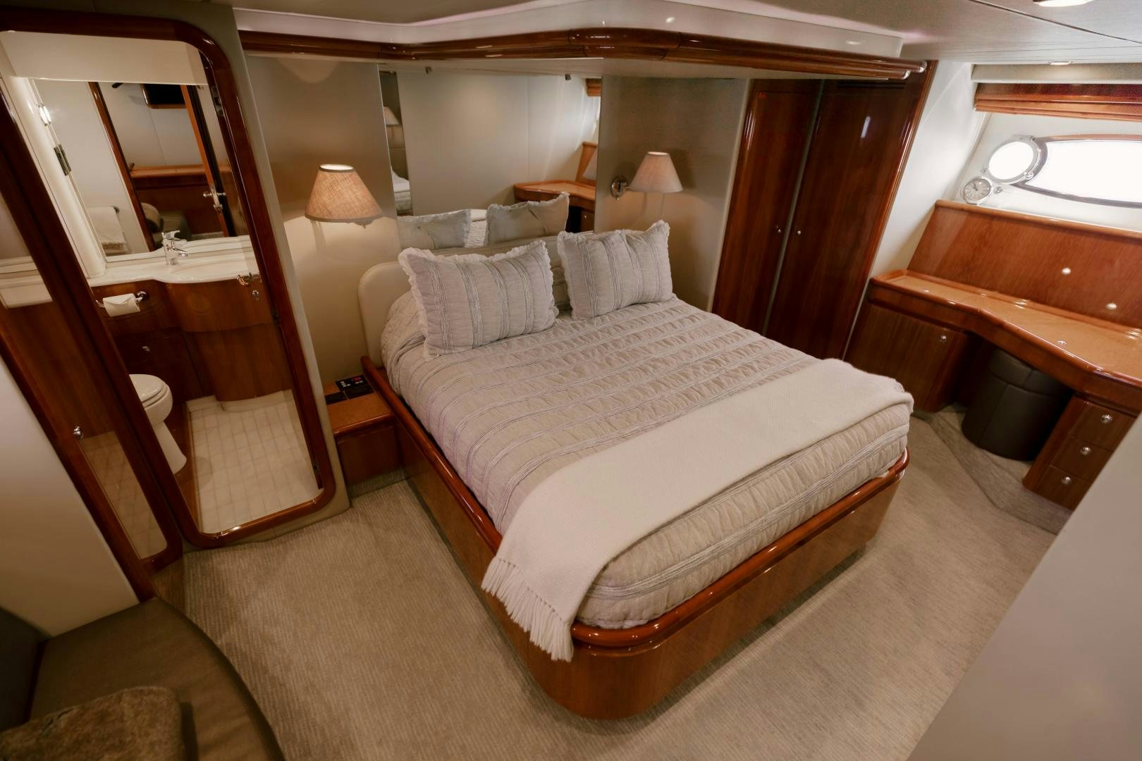 a bed in a room aboard LIVING LIFE Yacht for Sale
