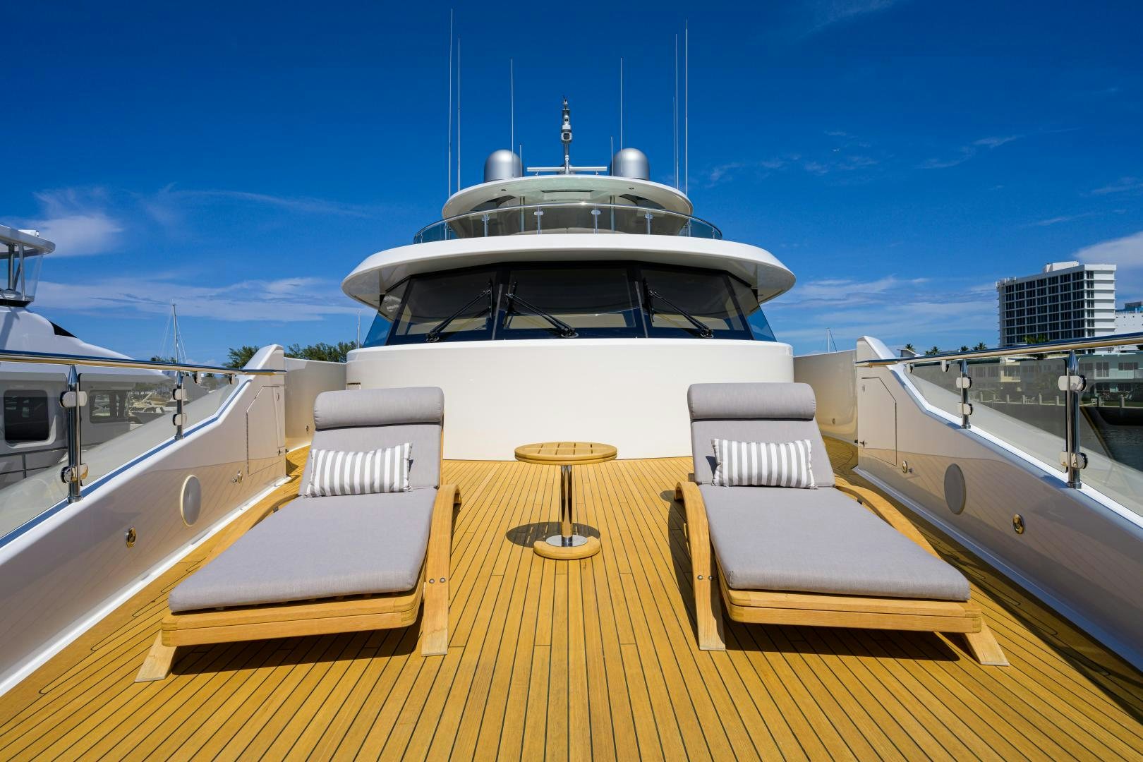 a boat on a deck aboard LADY JJ Yacht for Sale