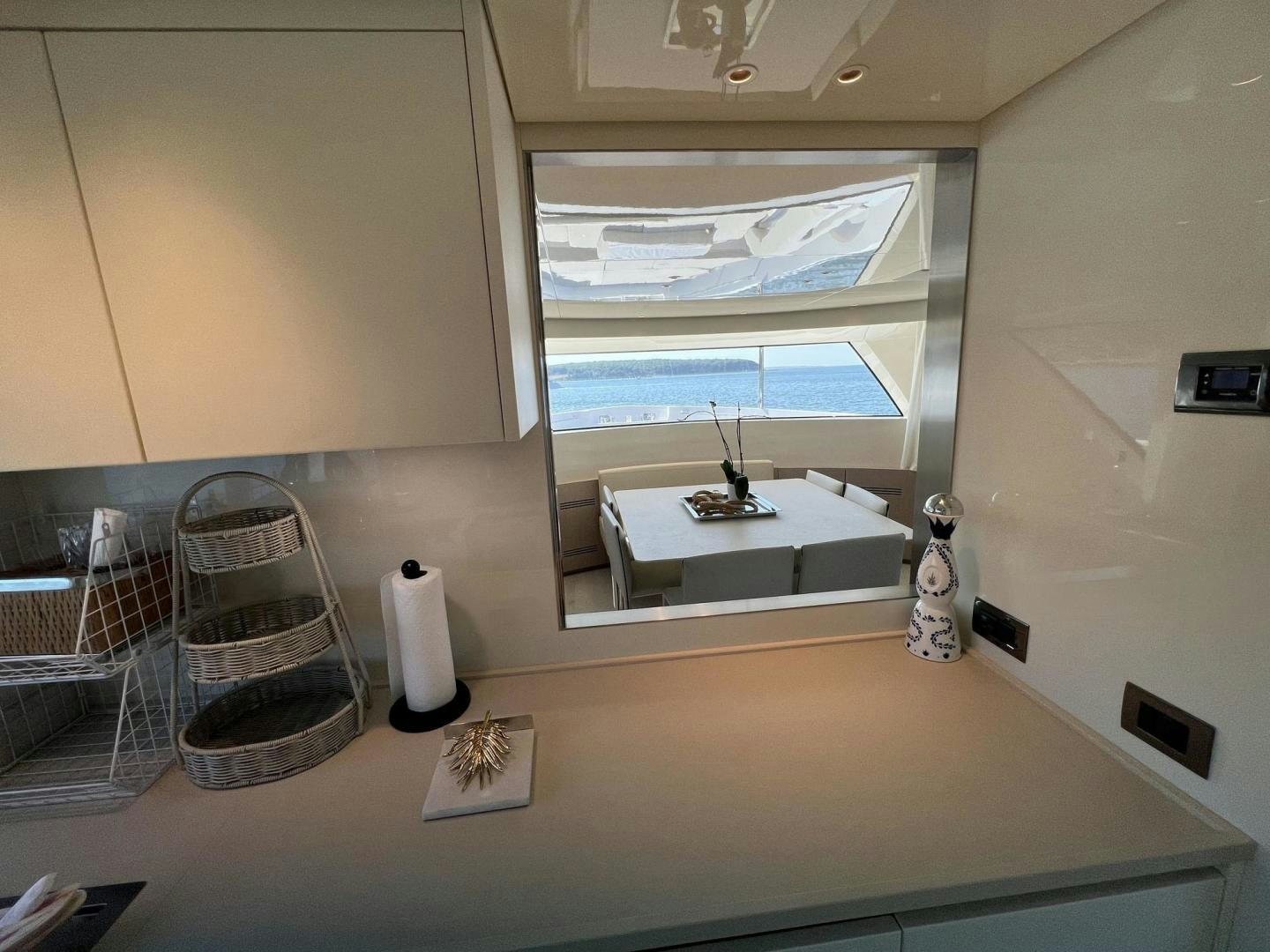 a bathroom with a sink and a mirror aboard Twenty One Yacht for Sale