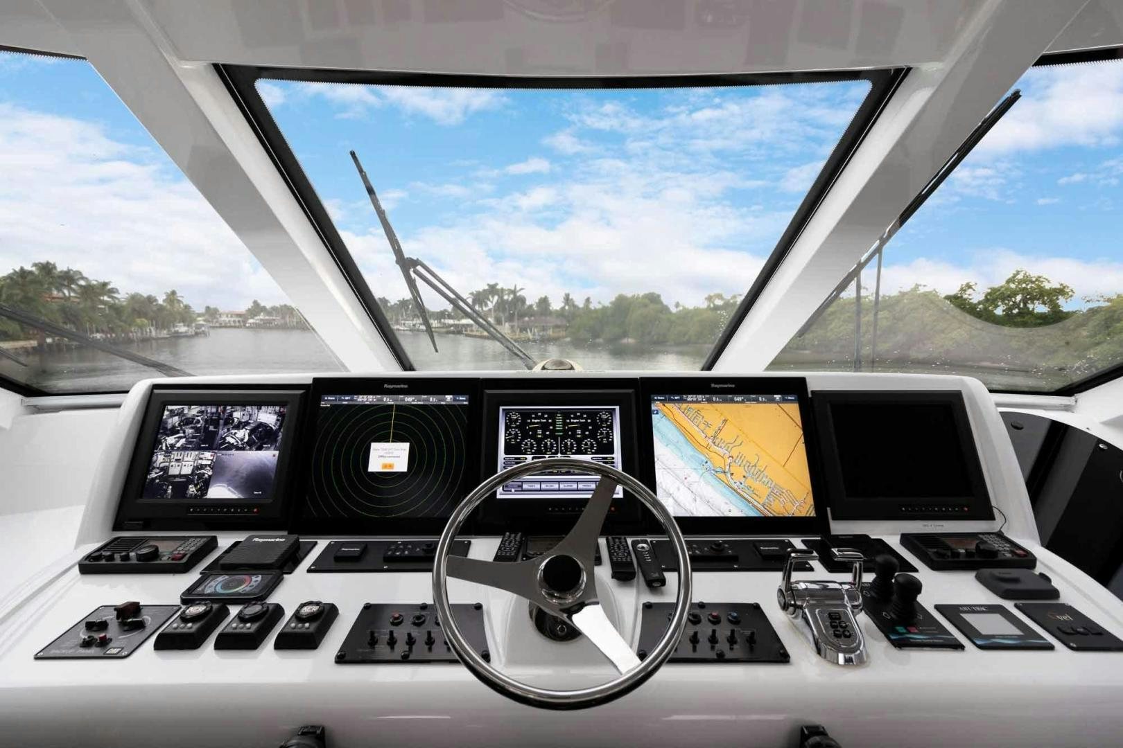 the inside of a car aboard SEMPER FI Yacht for Sale
