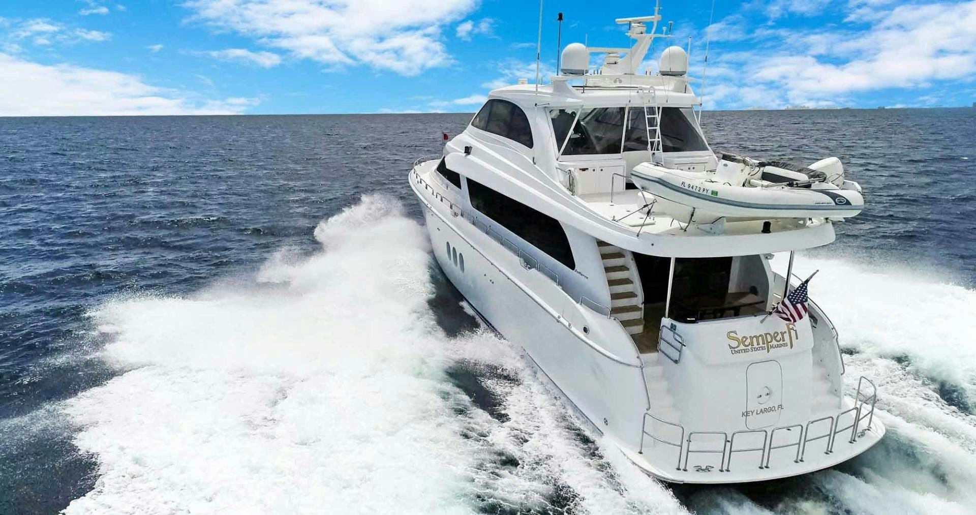 a boat on the water aboard SEMPER FI Yacht for Sale
