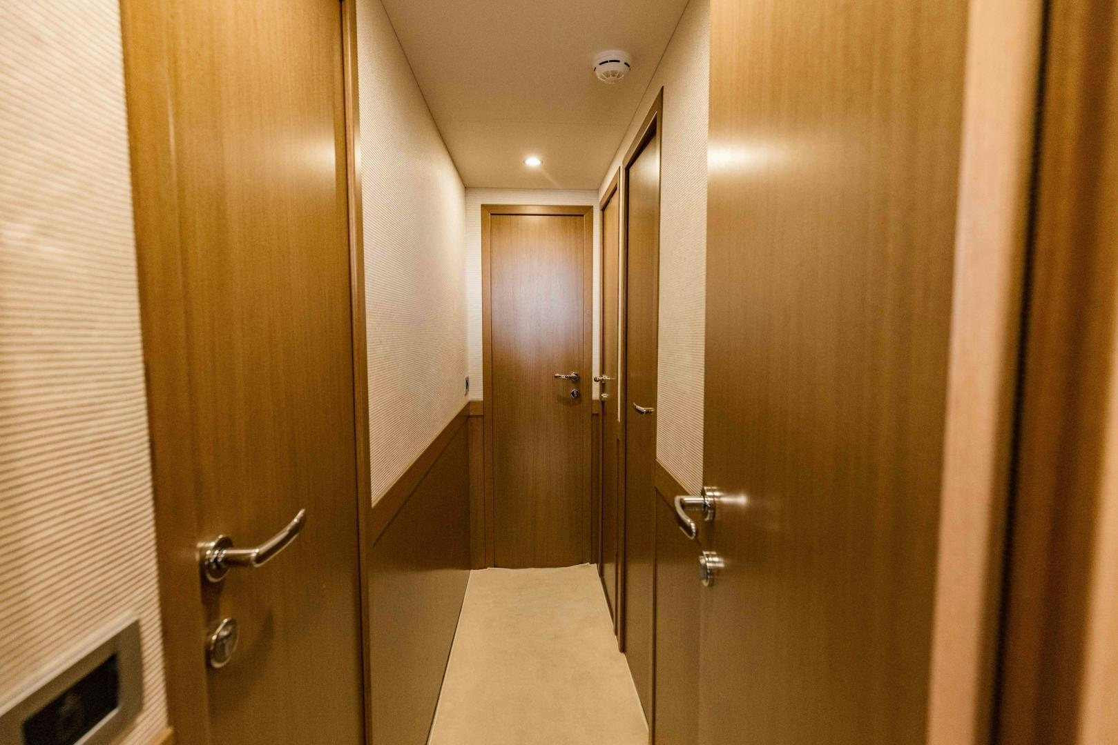a bathroom with a large mirror aboard SHE RUNS WET Yacht for Sale
