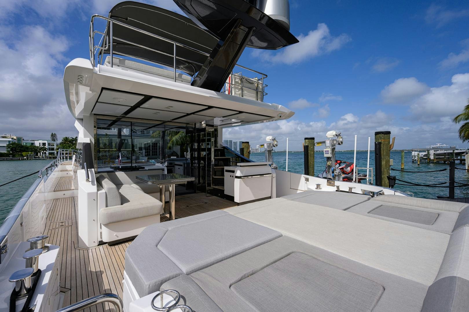 a boat on a deck aboard CRIMSON Yacht for Sale