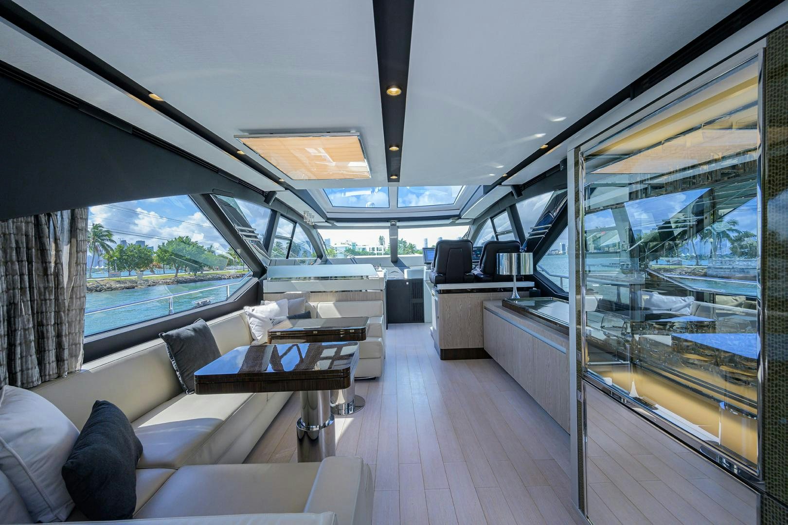 inside of a car aboard CRIMSON Yacht for Sale