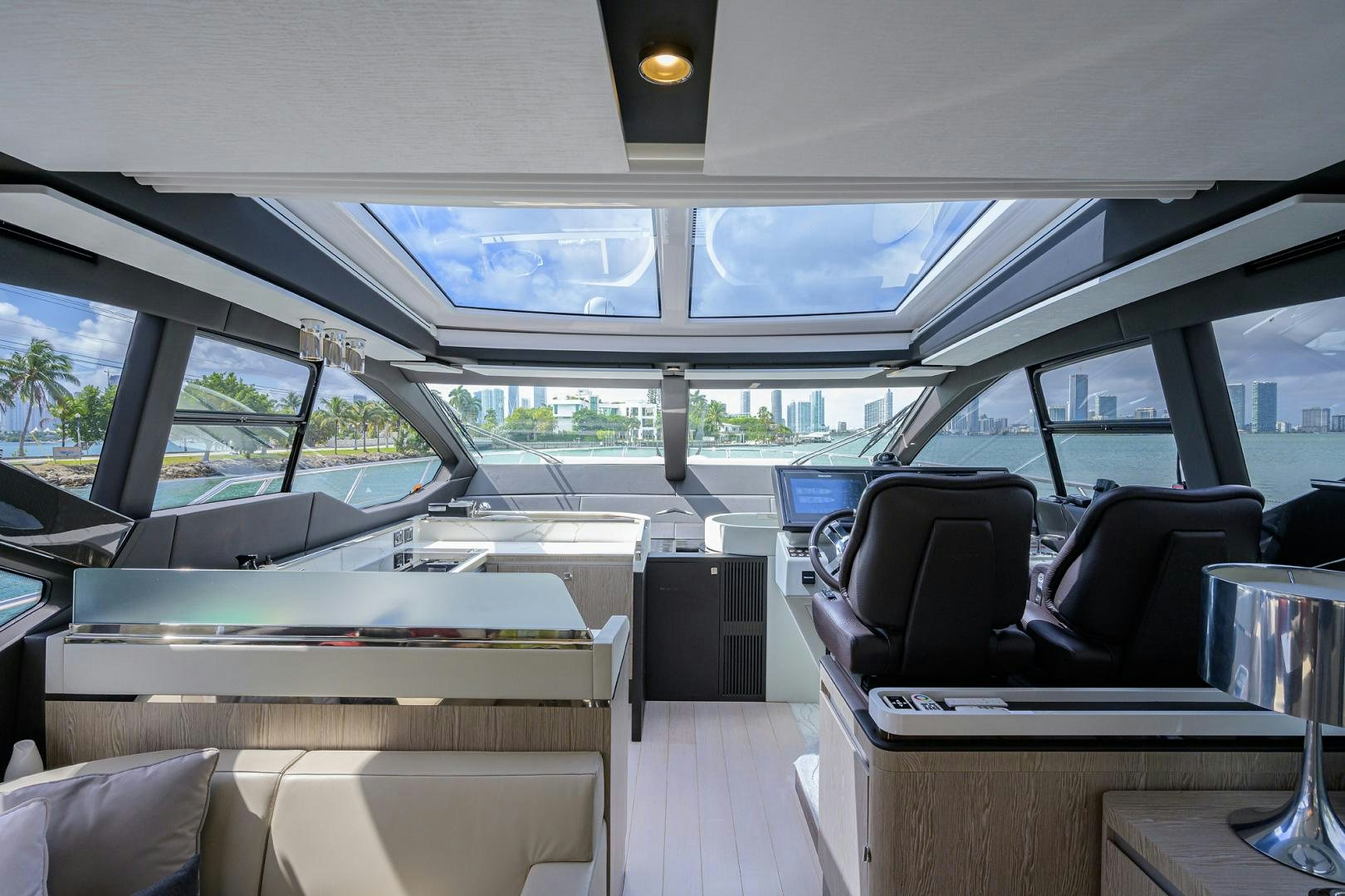 inside of a car aboard CRIMSON Yacht for Sale