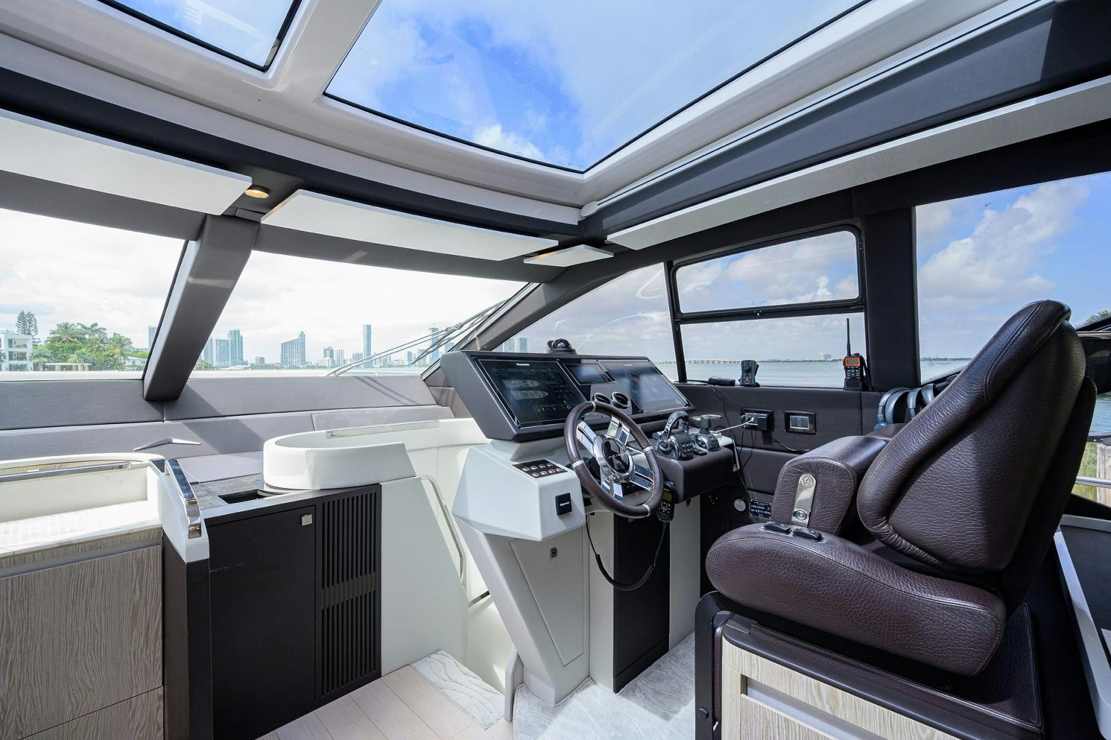 inside of a car aboard CRIMSON Yacht for Sale