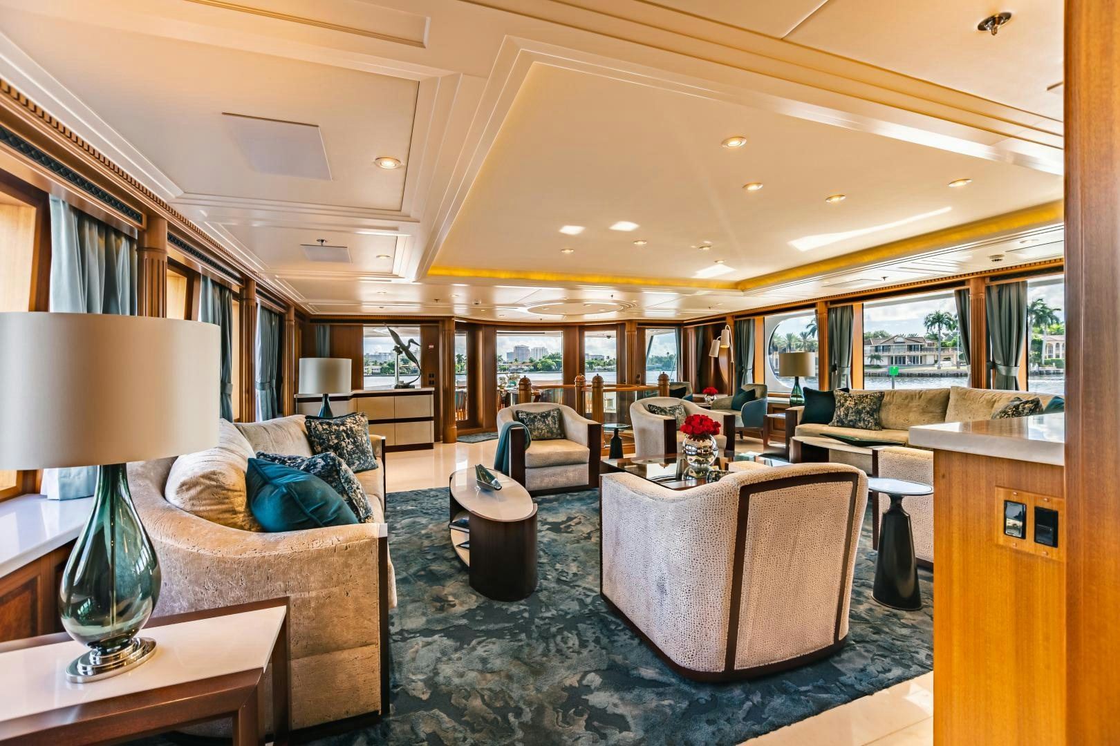 a living room with a couch and a chair aboard GALLANT LADY Yacht for Sale