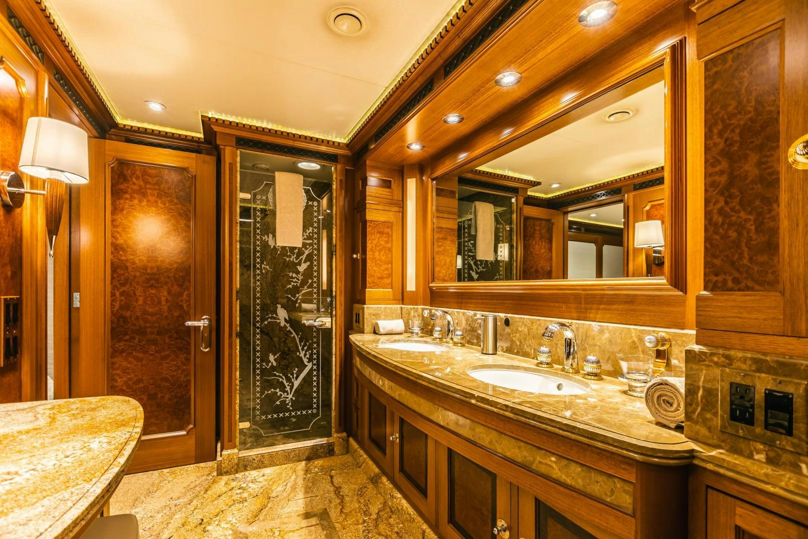 a bathroom with double sinks aboard GALLANT LADY Yacht for Sale
