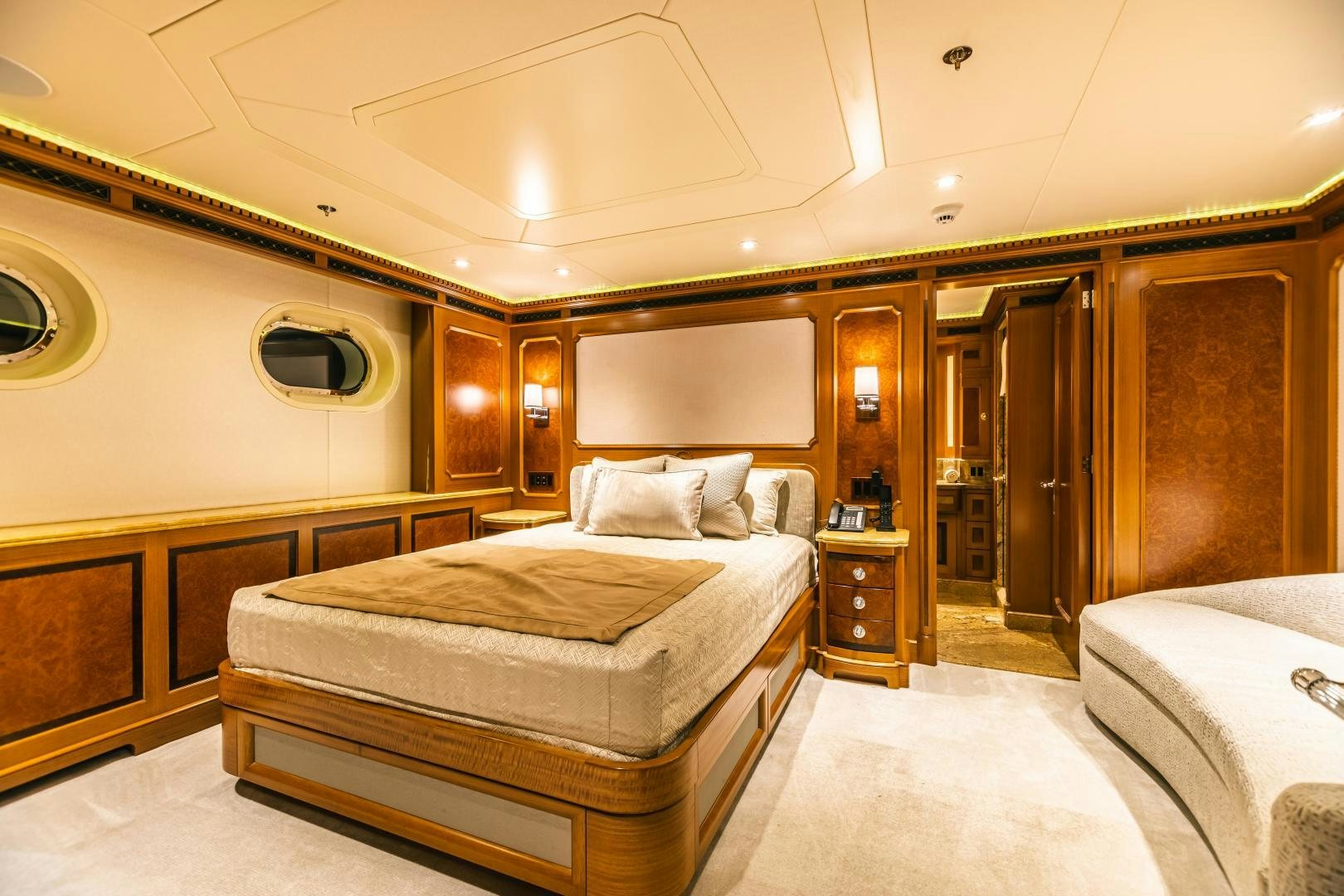a hotel room with a bed aboard GALLANT LADY Yacht for Sale