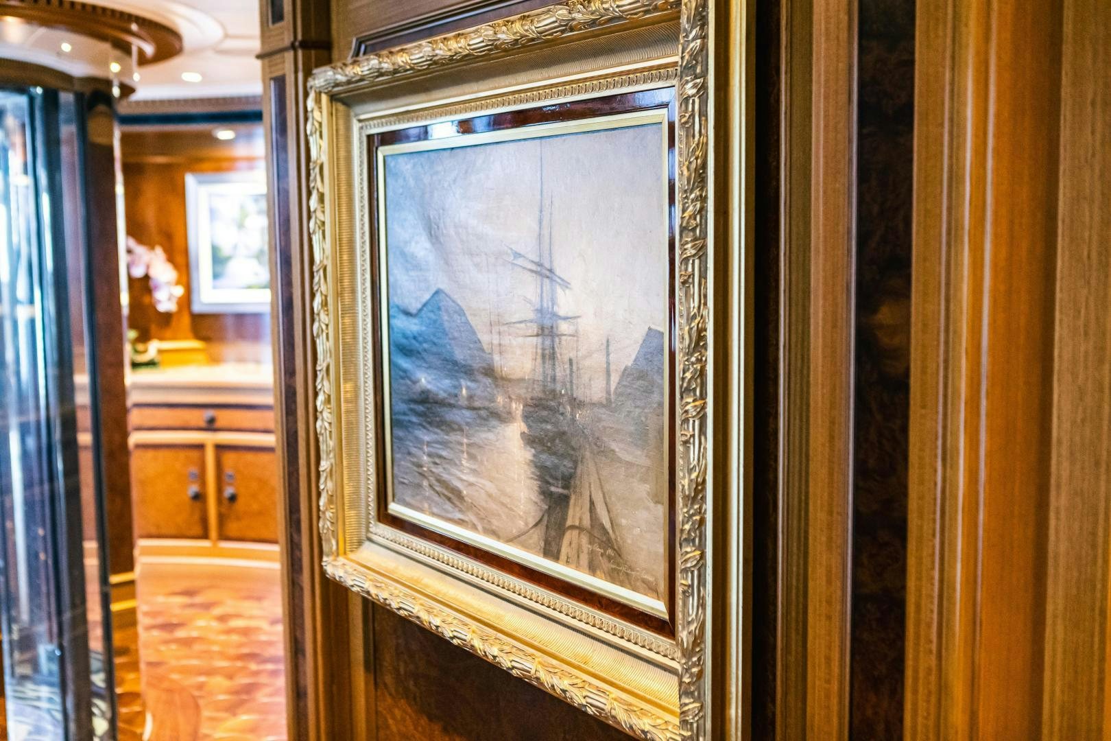 a painting in a room aboard GALLANT LADY Yacht for Sale