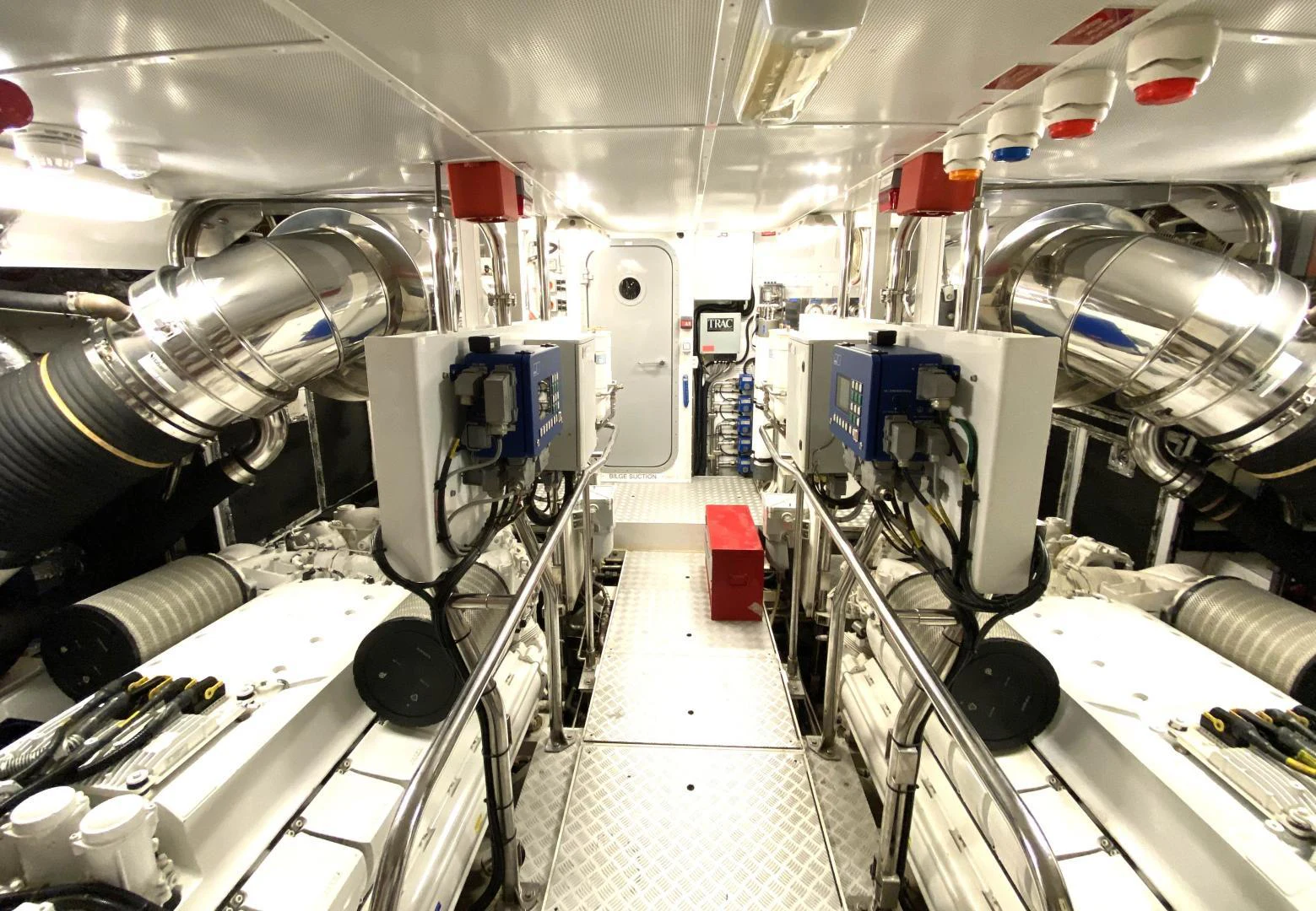 a room with many machines aboard M/Y FLY Yacht for Sale