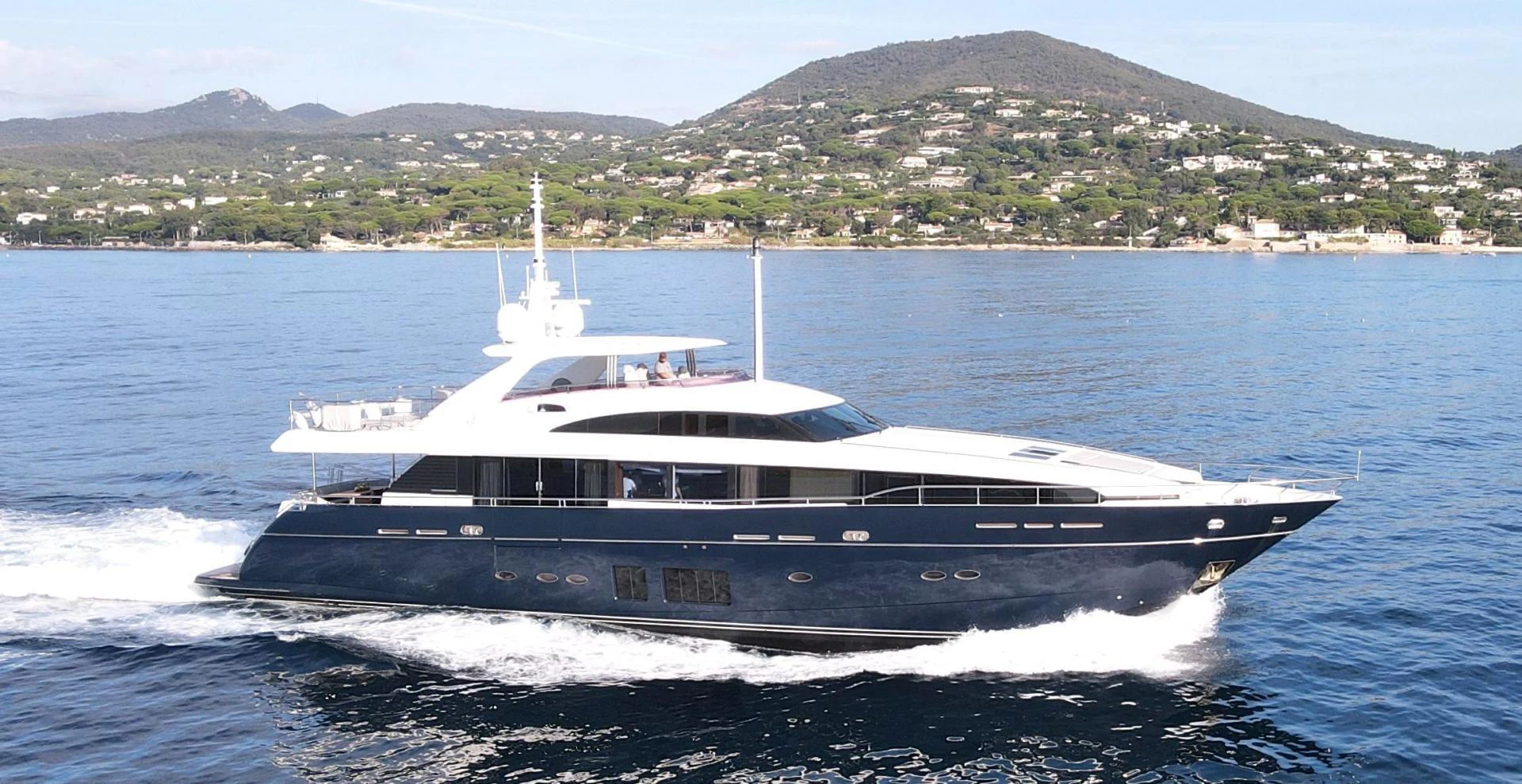 a boat on the water aboard M/Y FLY Yacht for Sale