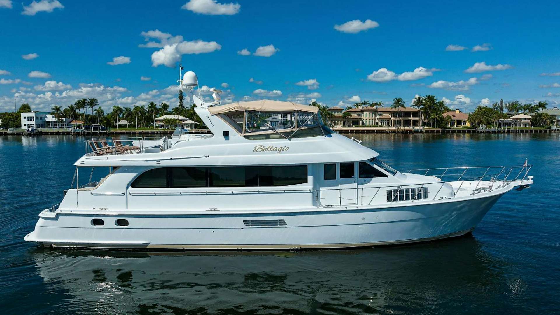 a white yacht in the water aboard BELLAGIO Yacht for Sale