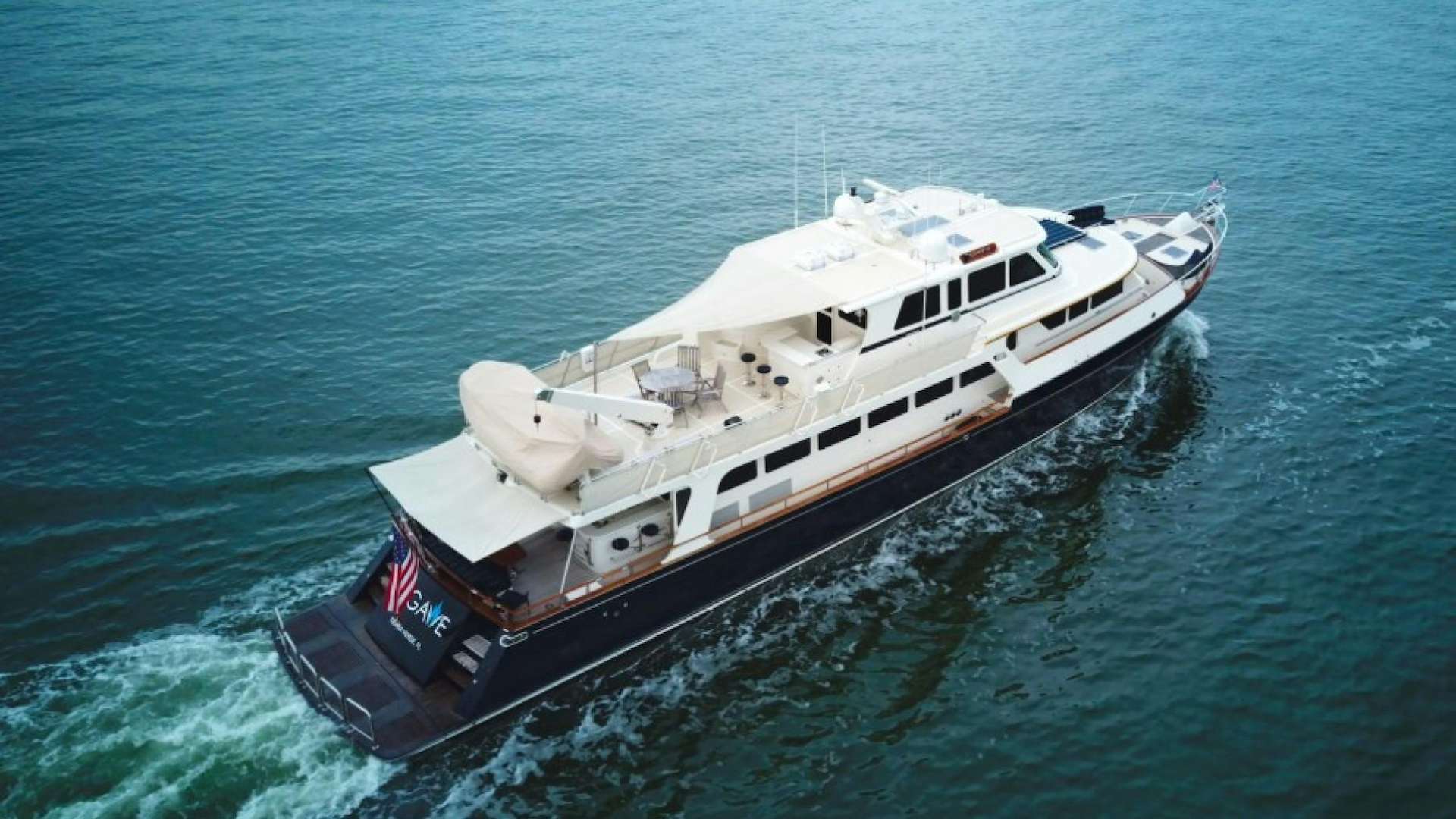 a ship in the water aboard AGAVE Yacht for Sale